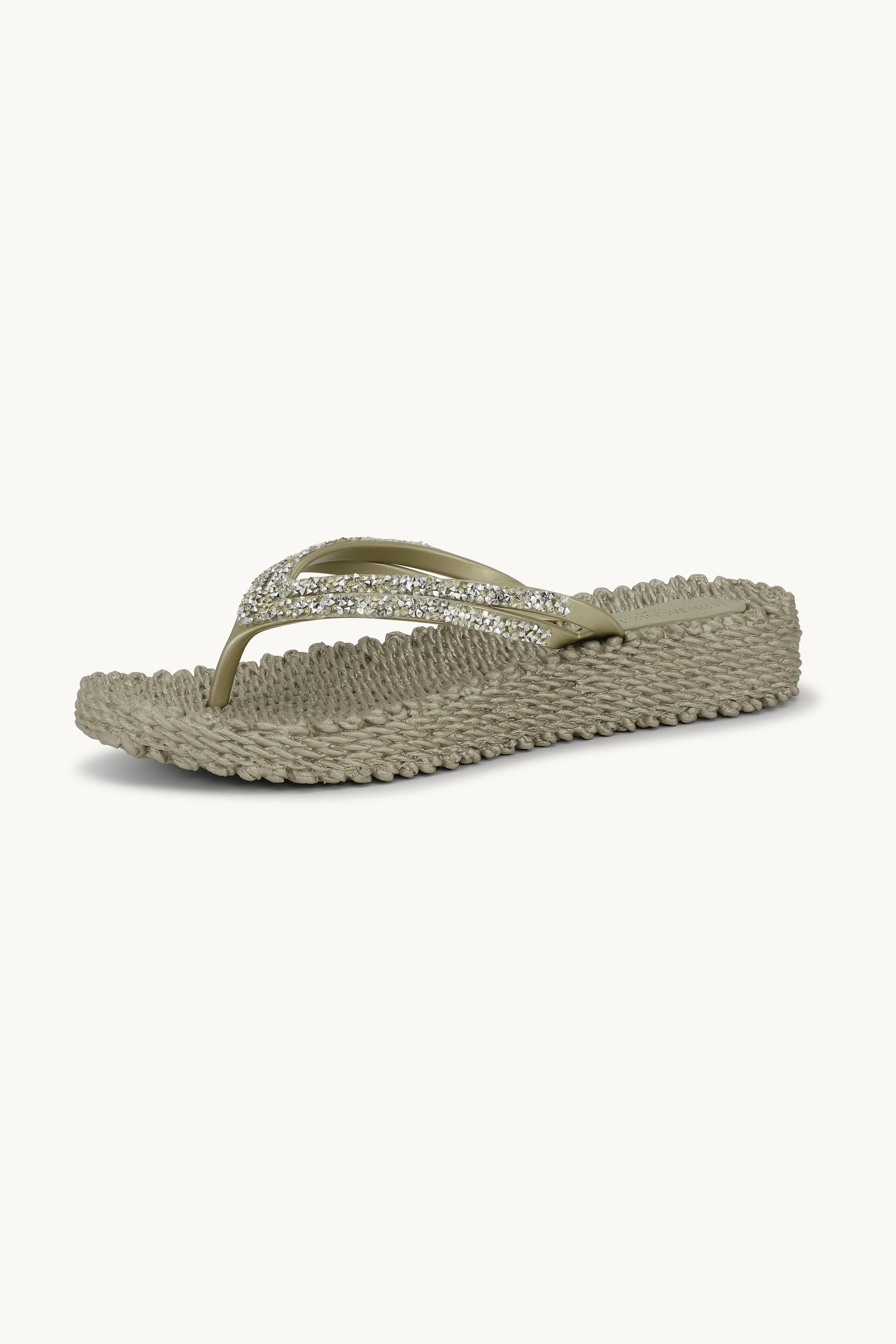 Platform Flip-flops Glitter Stones - Platin