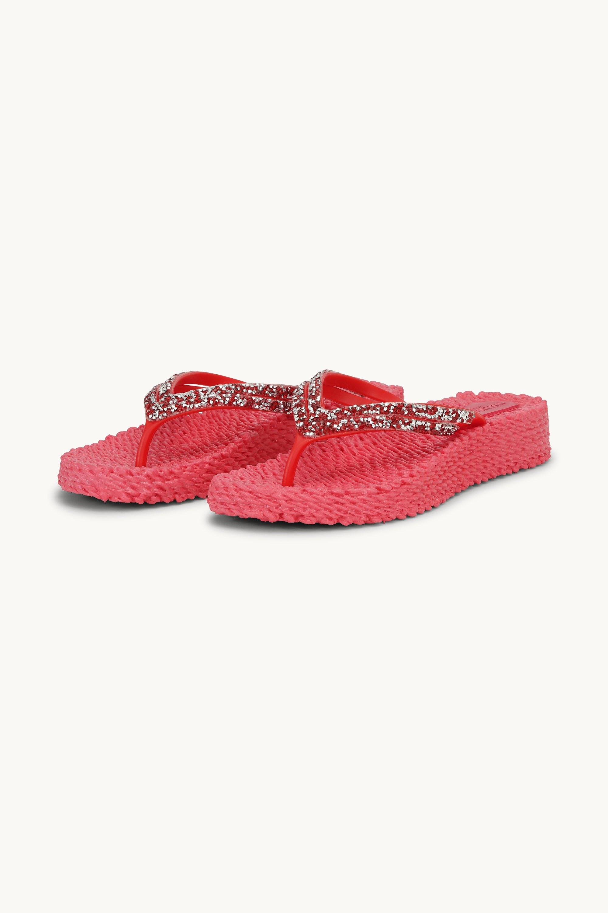 Platform Flip-flops Glitter Stones - Raspberry