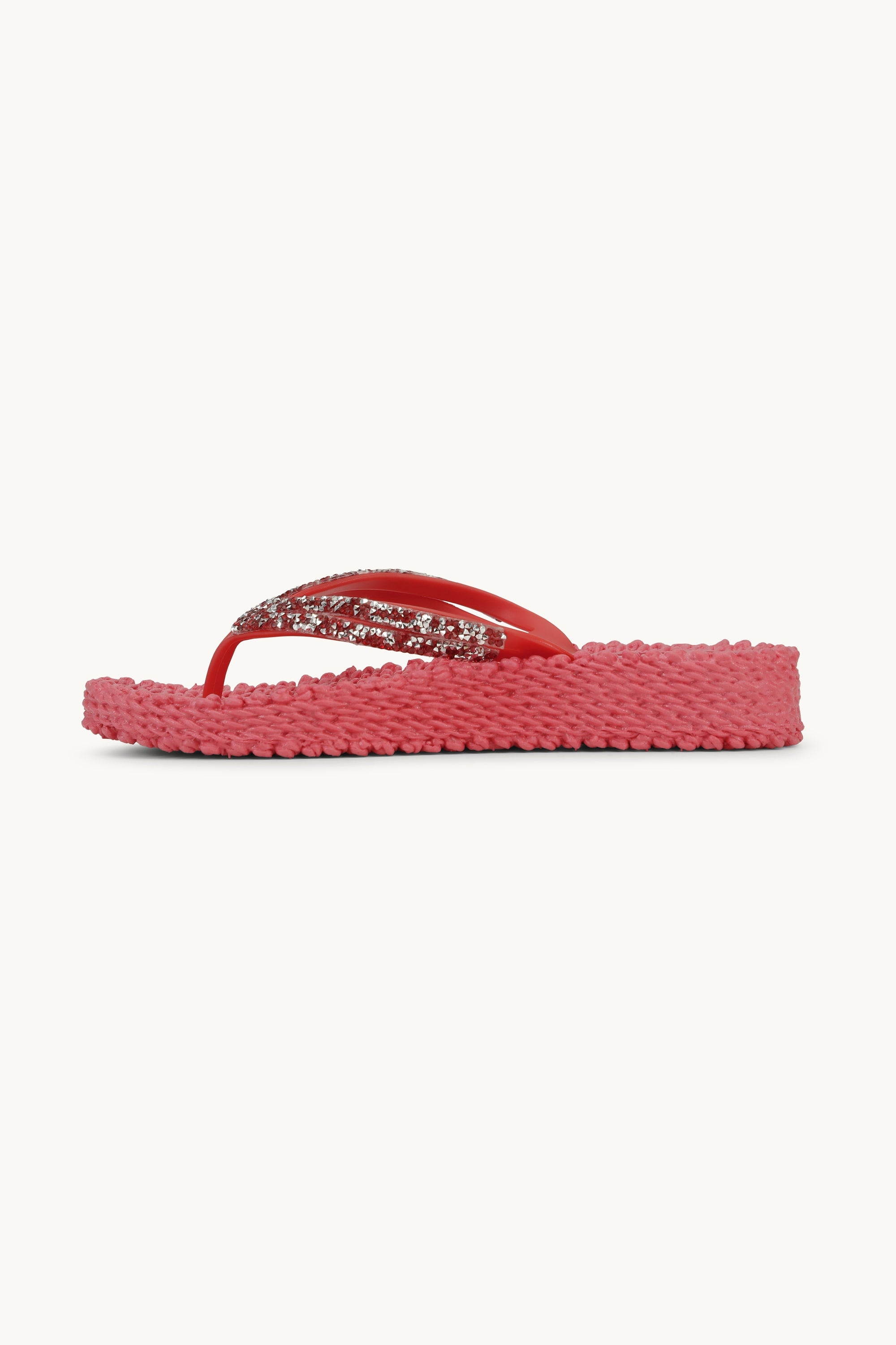 Platform Flip-flops Glitter Stones - Raspberry