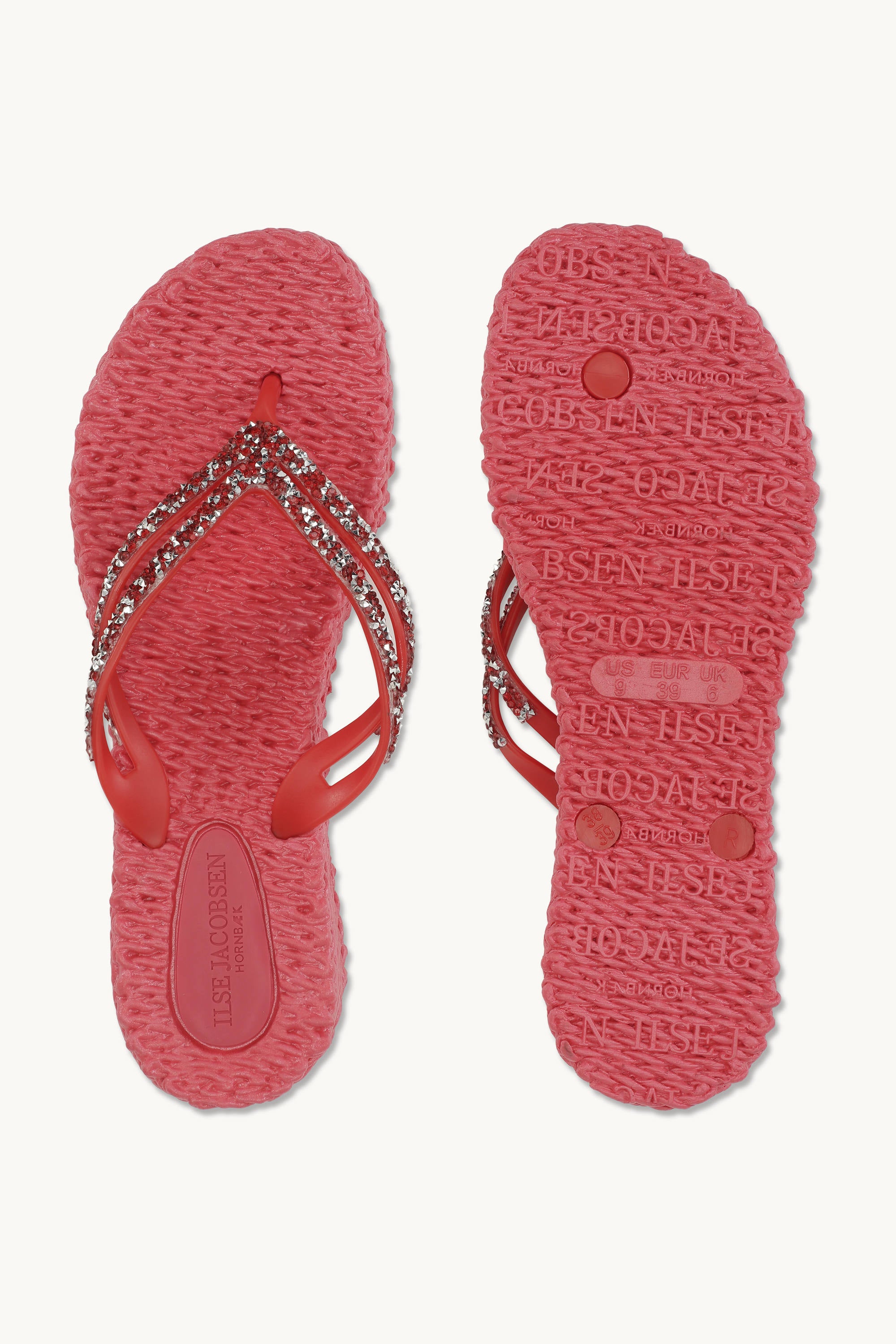 Platform Flip-flops Glitter Stones - Raspberry