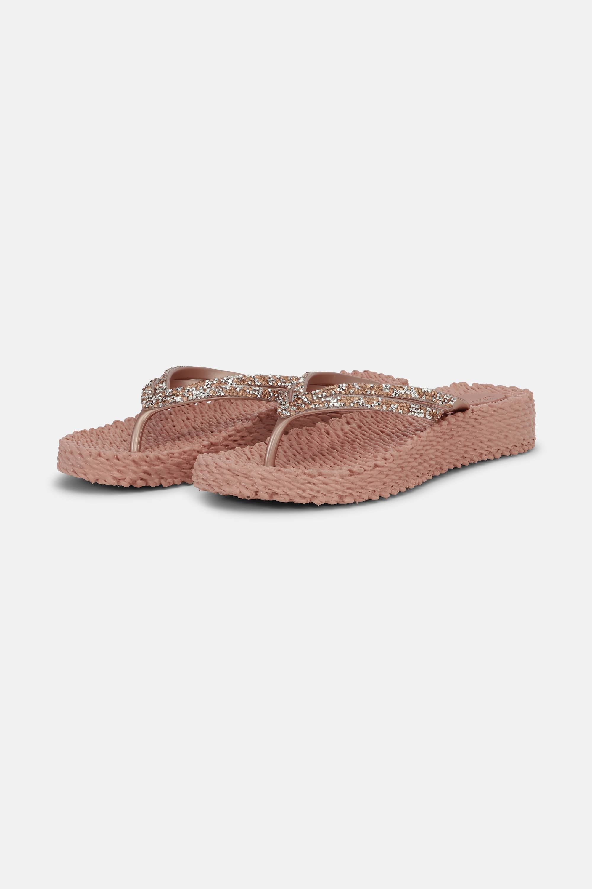 Platform Flip-flops Glitter Stones - Misty Rose