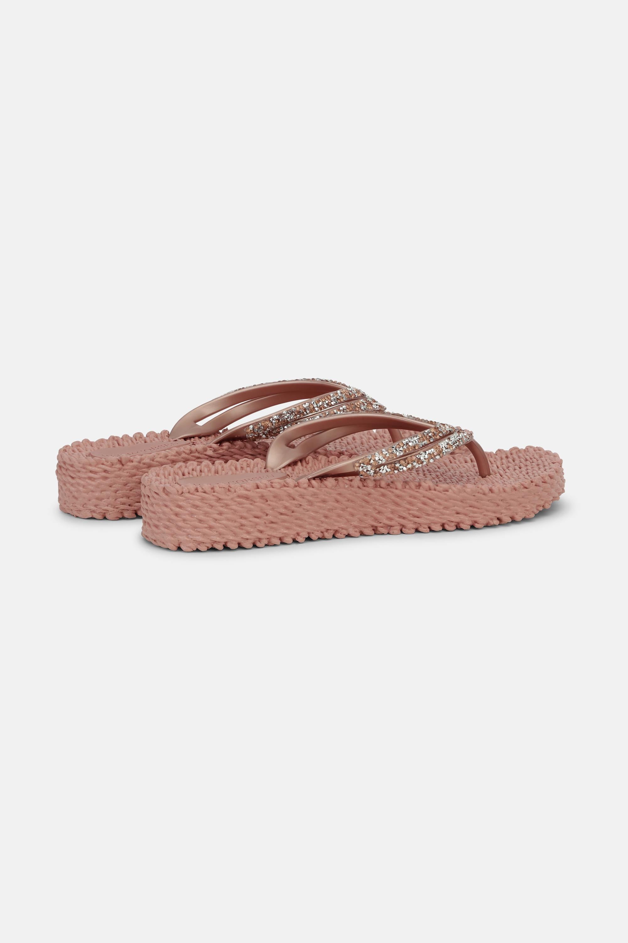 Platform Flip-flops Glitter Stones - Misty Rose