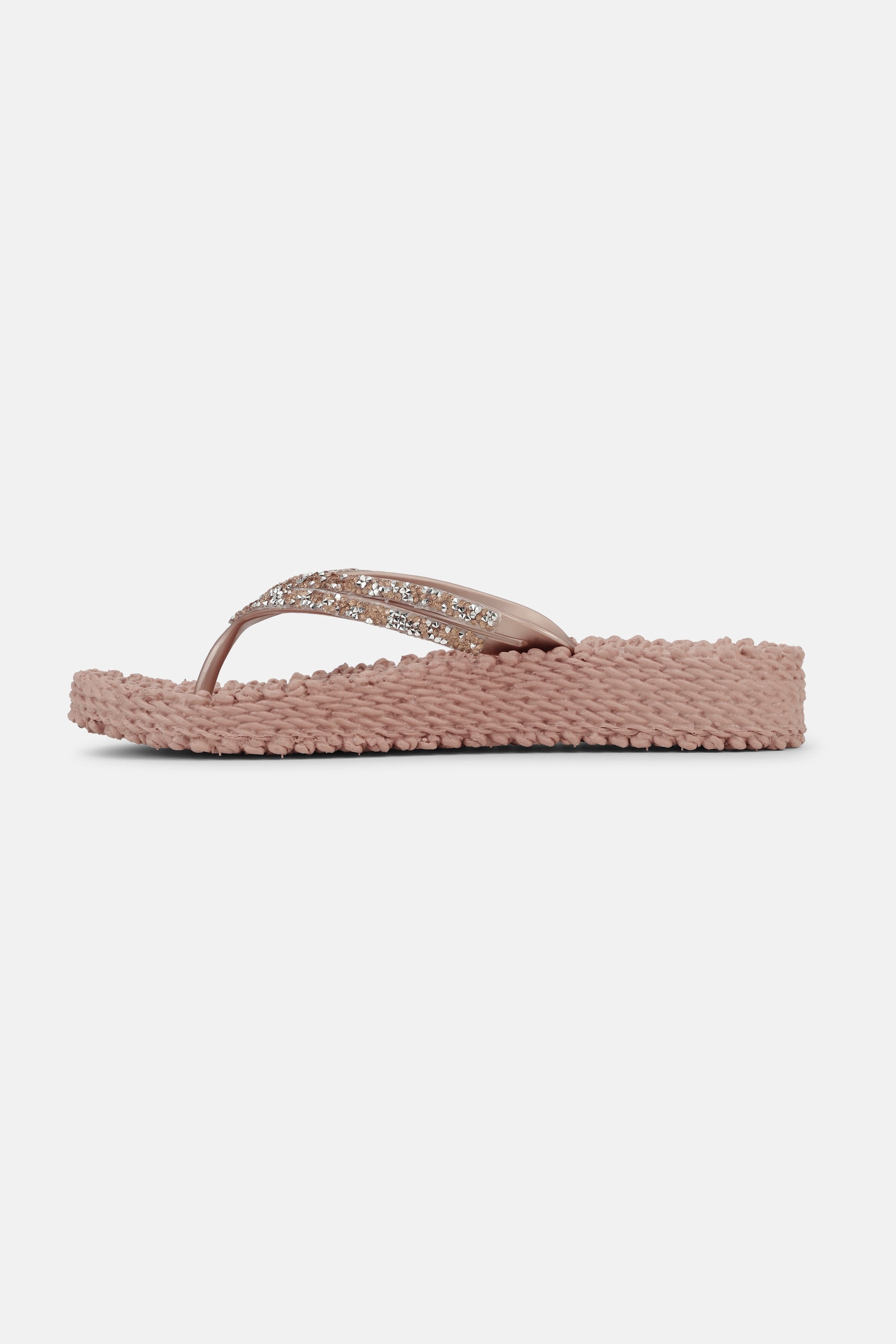 Platform Flip-flops Glitter Stones - Misty Rose