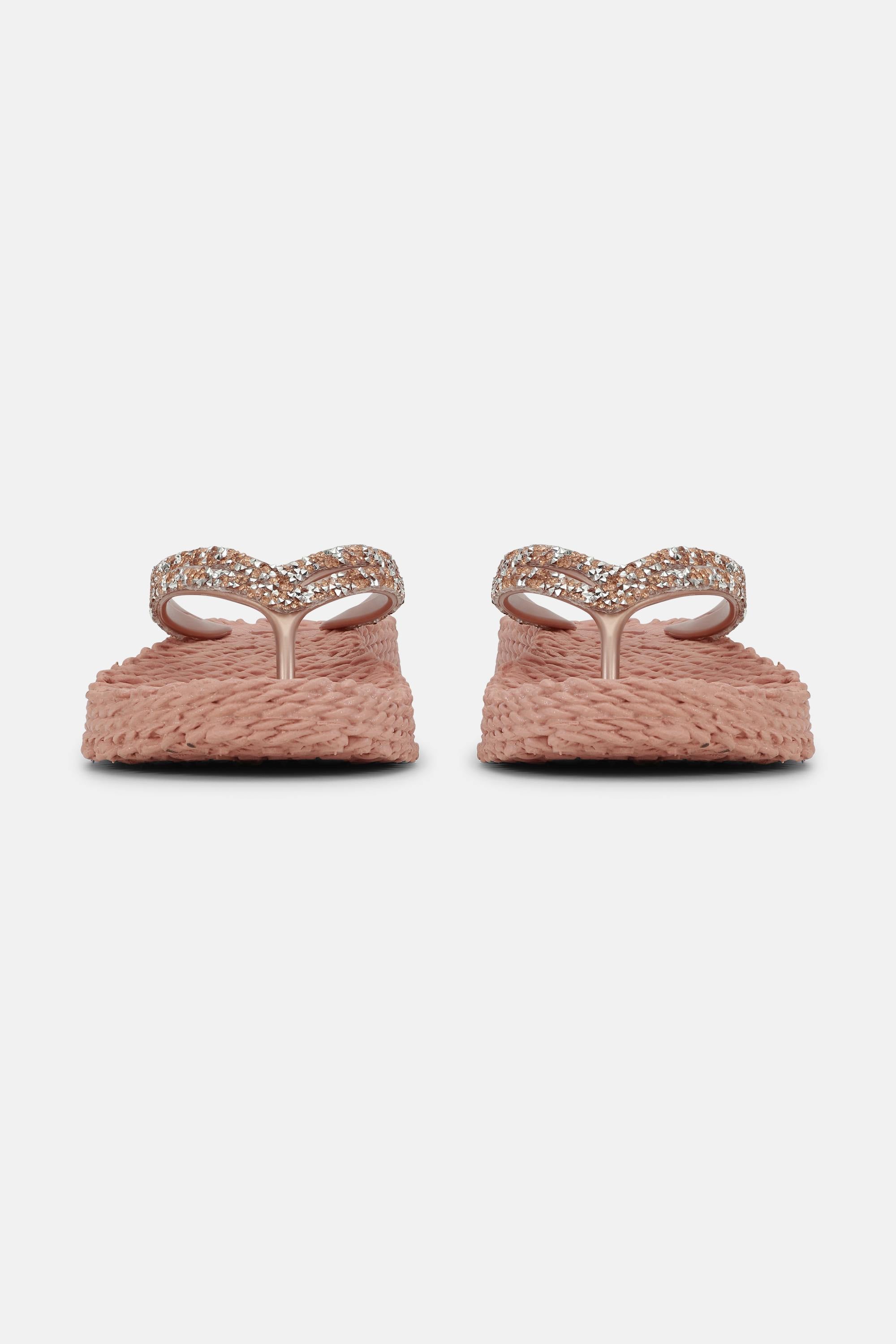 Platform Flip-flops Glitter Stones - Misty Rose