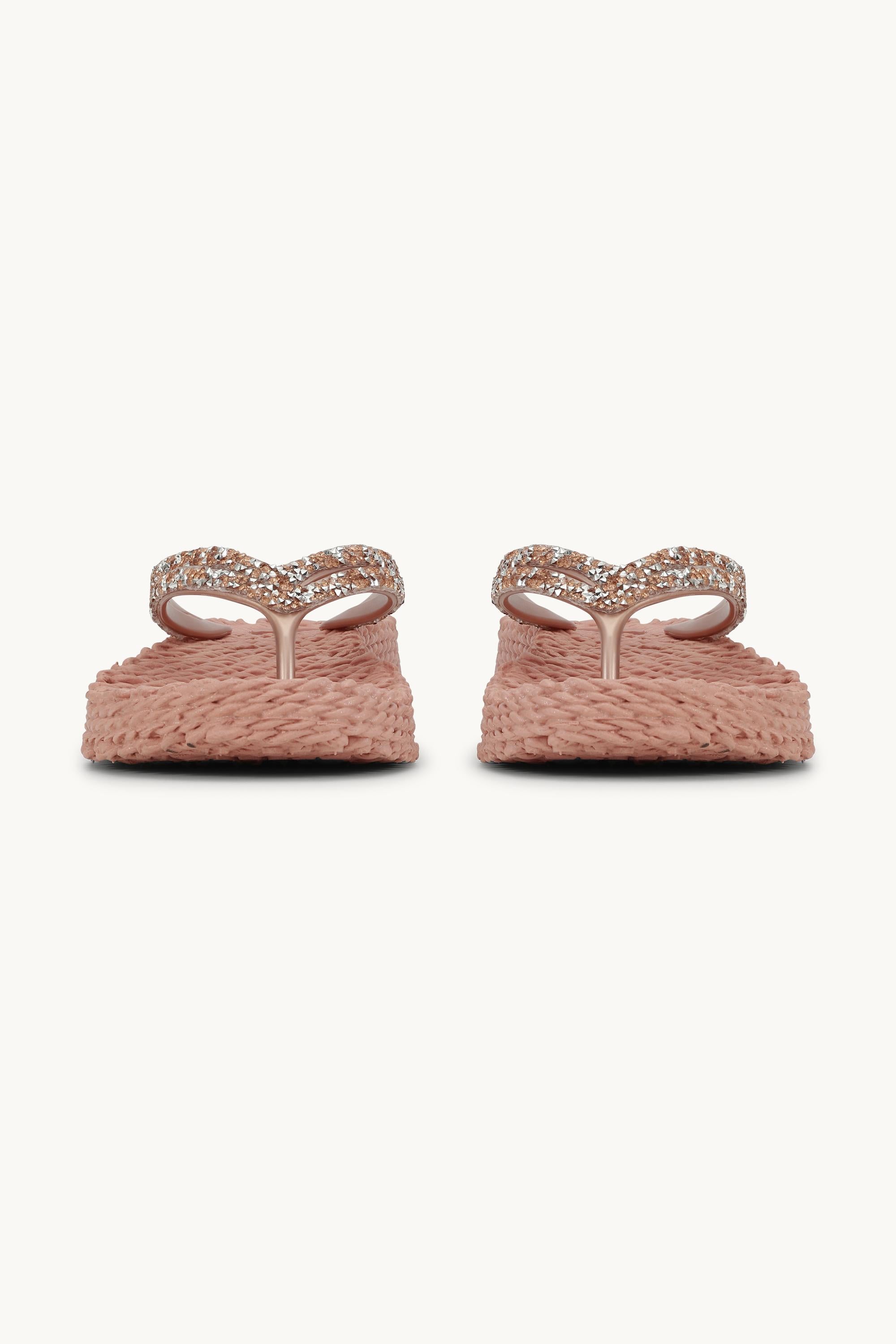 Platform Flip-flops Glitter Stones - Misty Rose