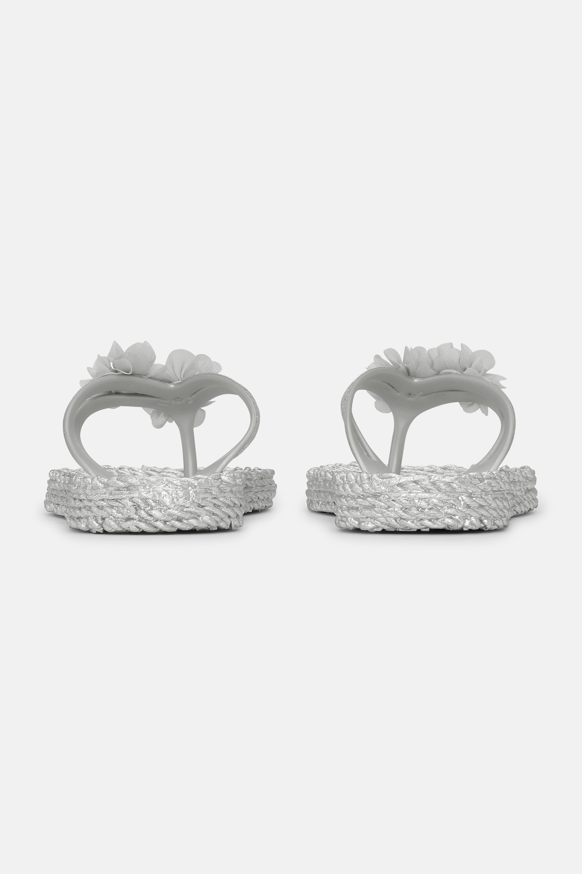 Flip Flops with Flowers - Silver