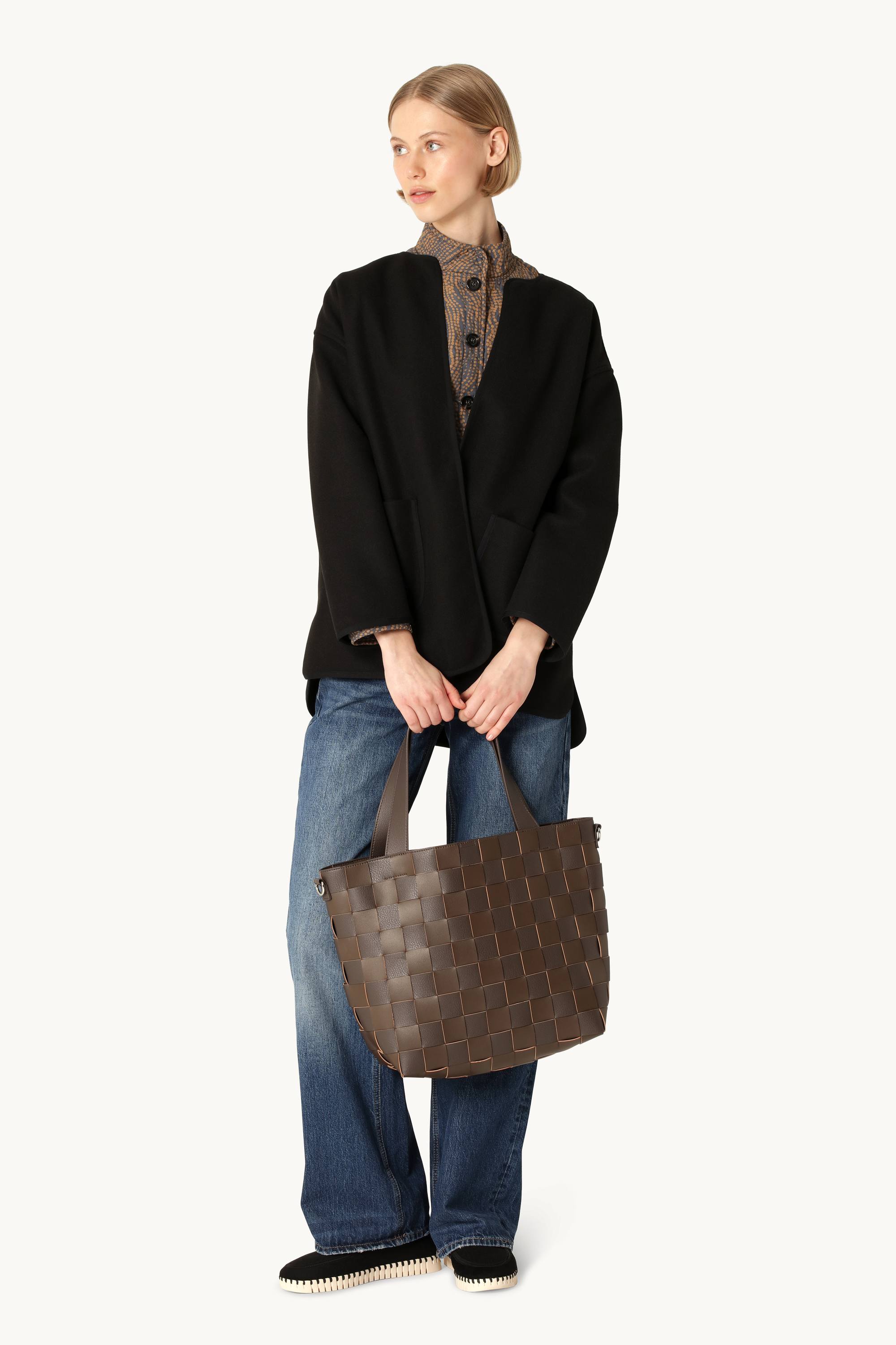 Braided Cross-Body Shopper - Chocolate Brown