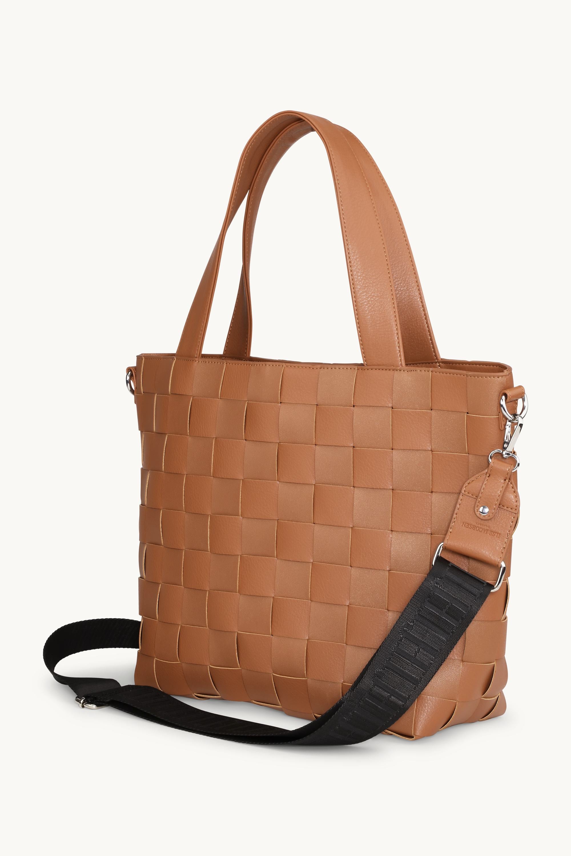 Braided Cross-Body Shopper - Cognac