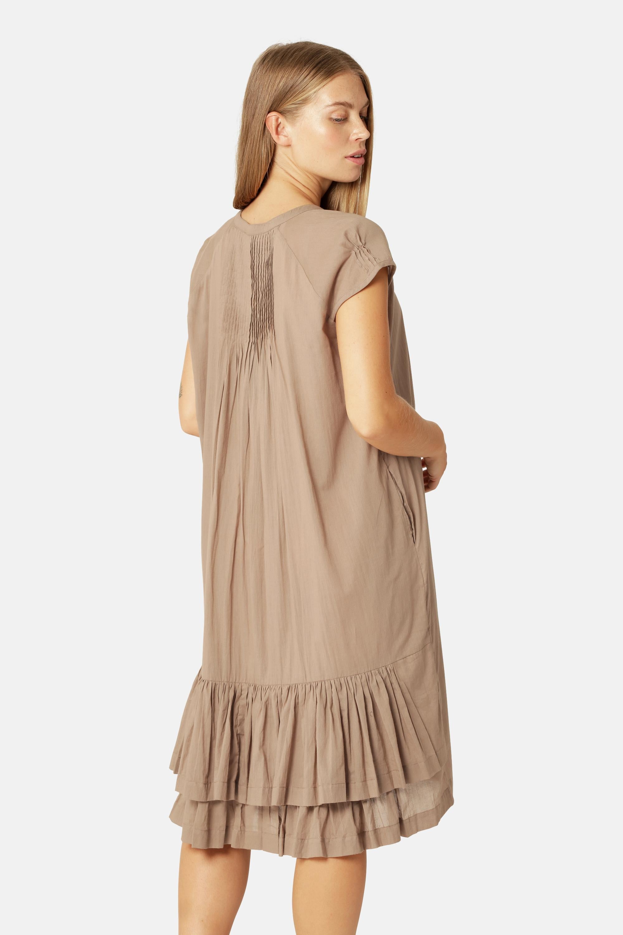 Short Sleeve Long Dress - Greige