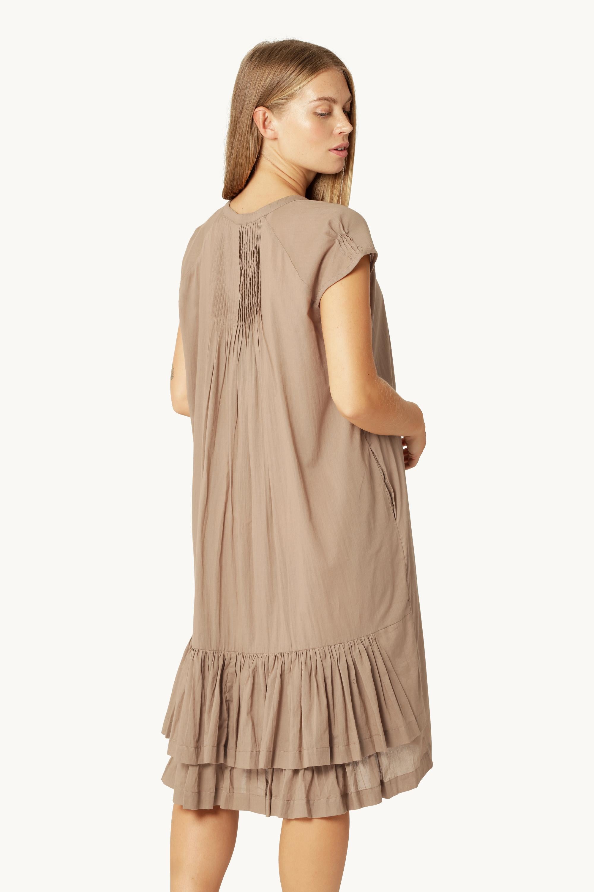Short Sleeve Long Dress - Greige