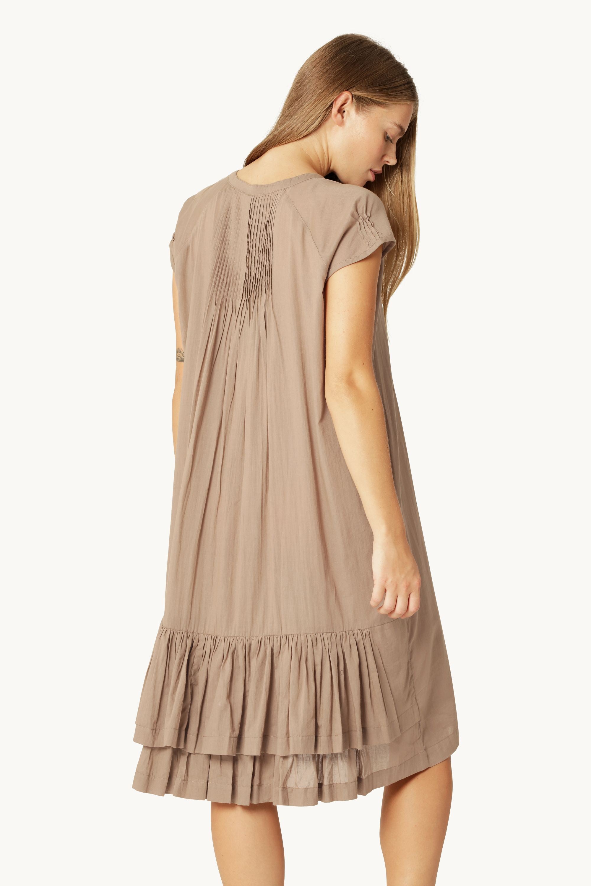 Short Sleeve Long Dress - Greige