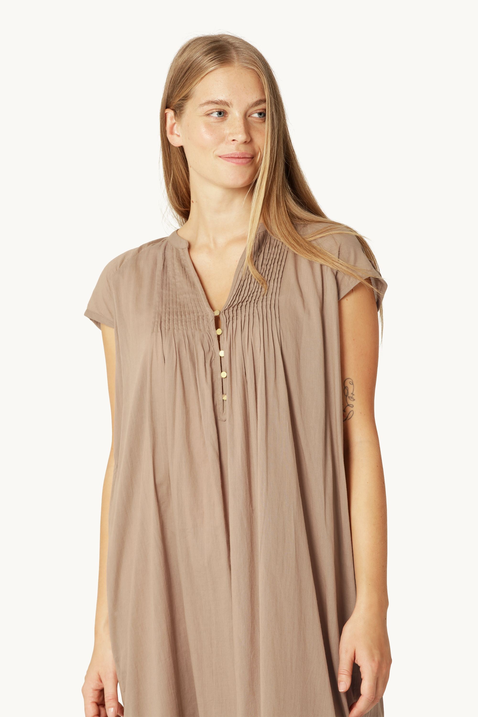 Short Sleeve Long Dress - Greige