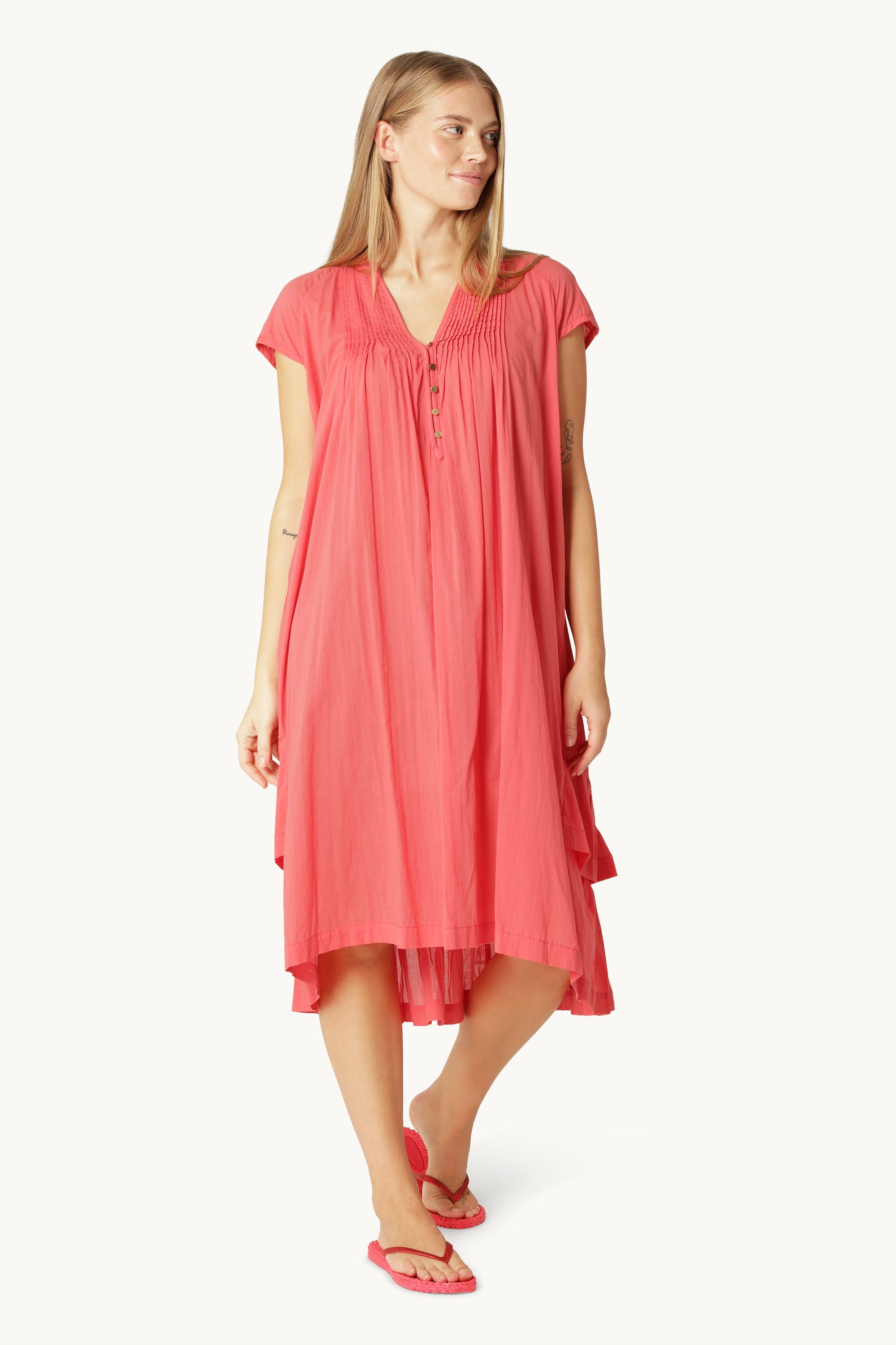 Short Sleeve Long Dress - Spiced Coral