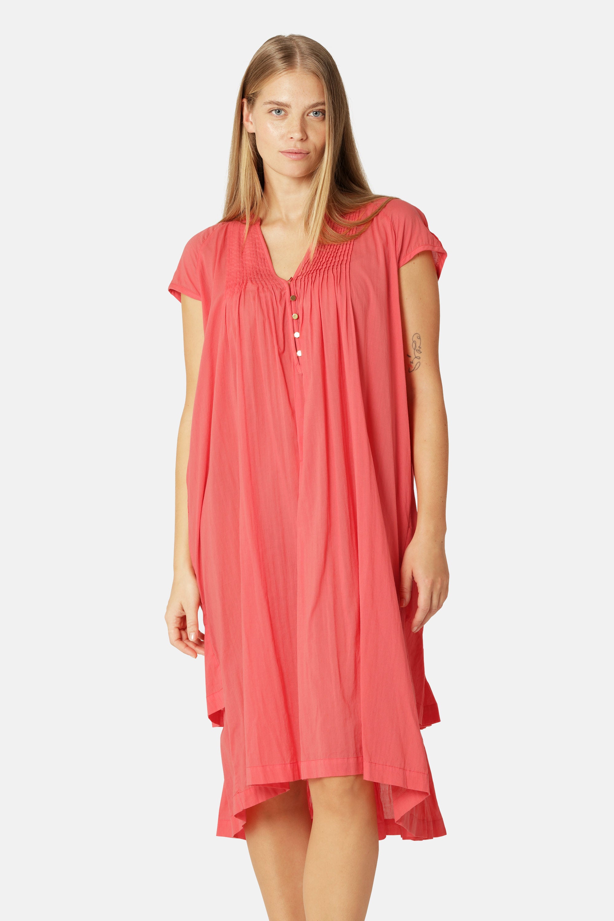 Short Sleeve Long Dress - Spiced Coral