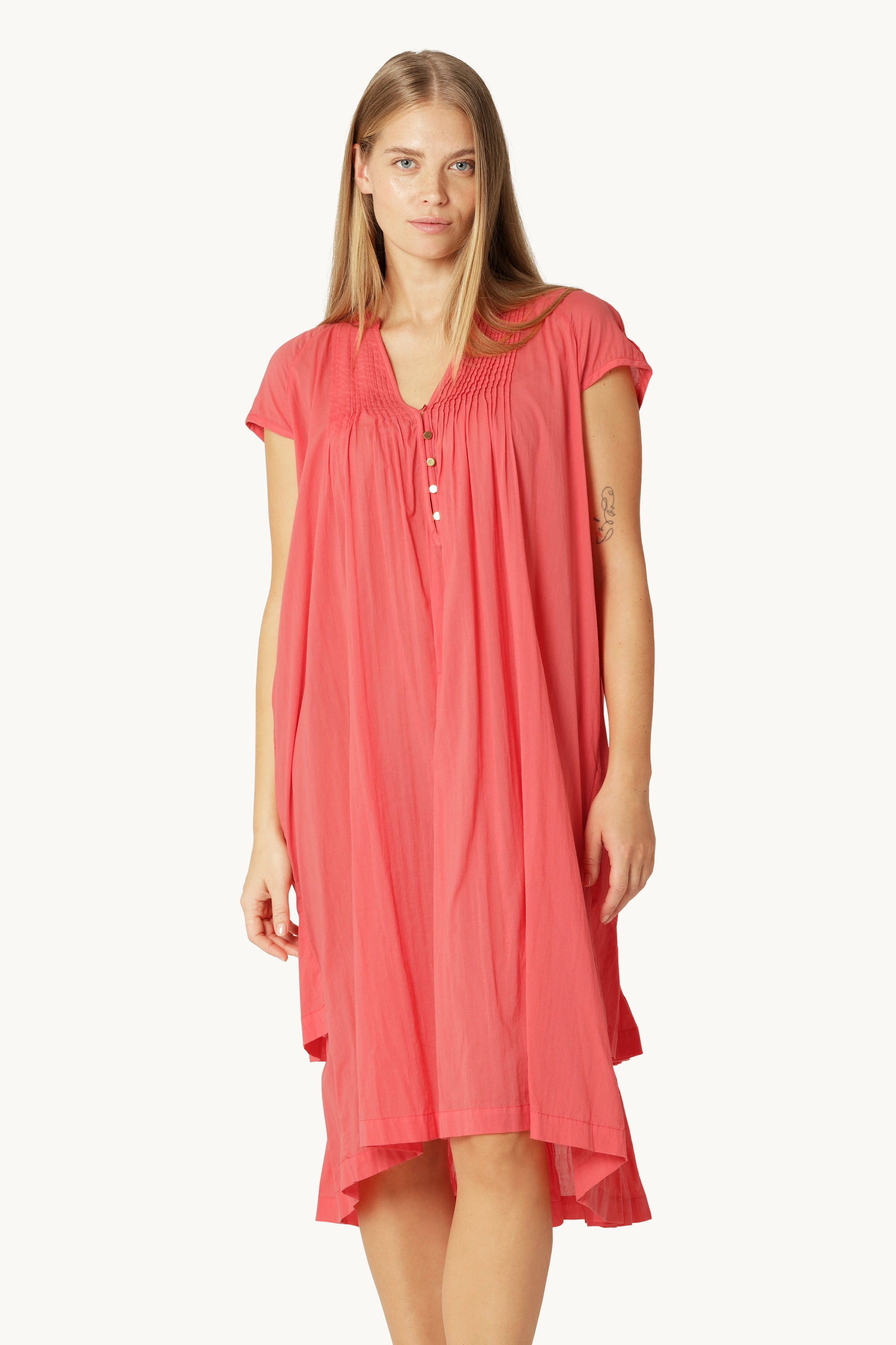 Short Sleeve Long Dress - Spiced Coral