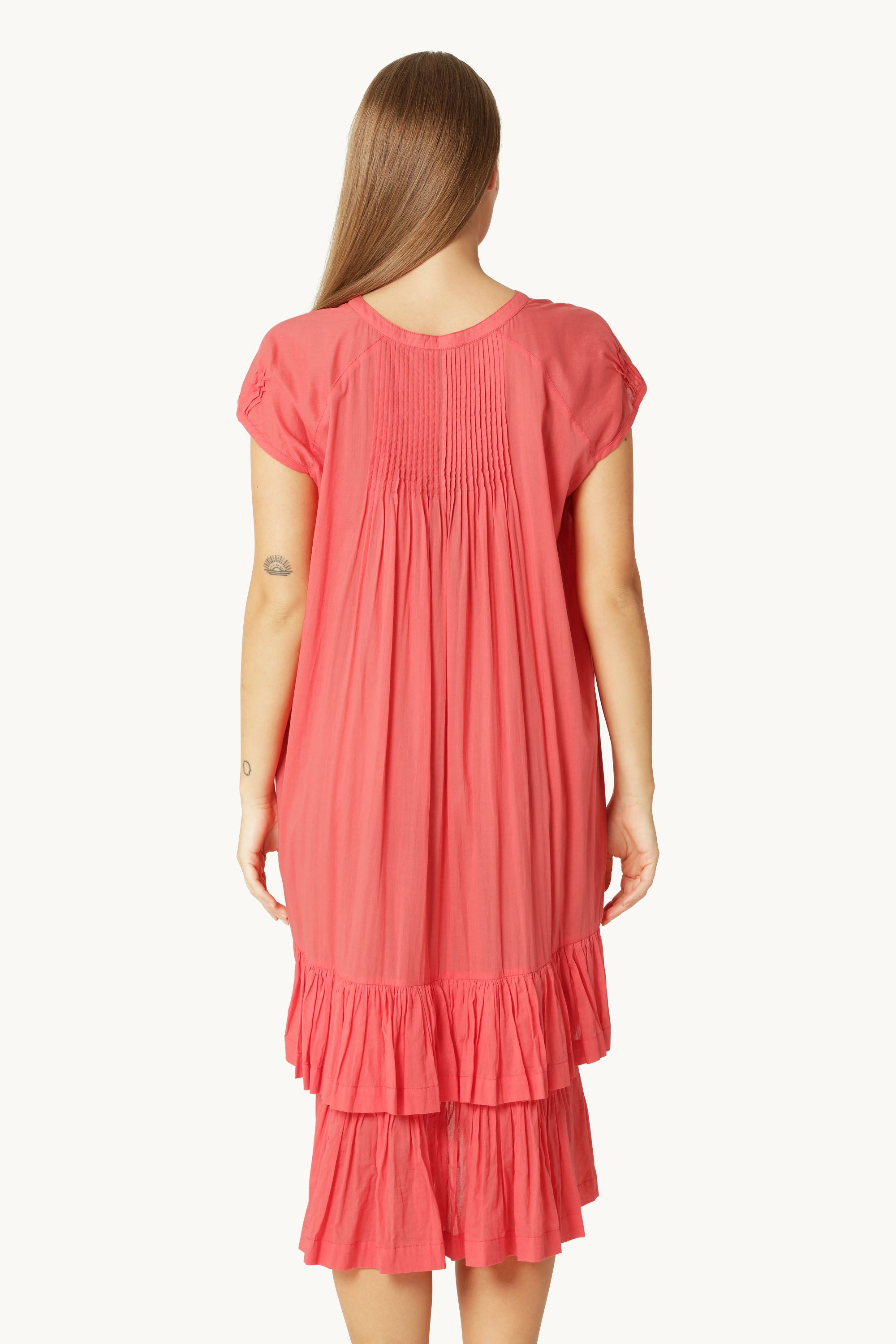 Short Sleeve Long Dress - Spiced Coral