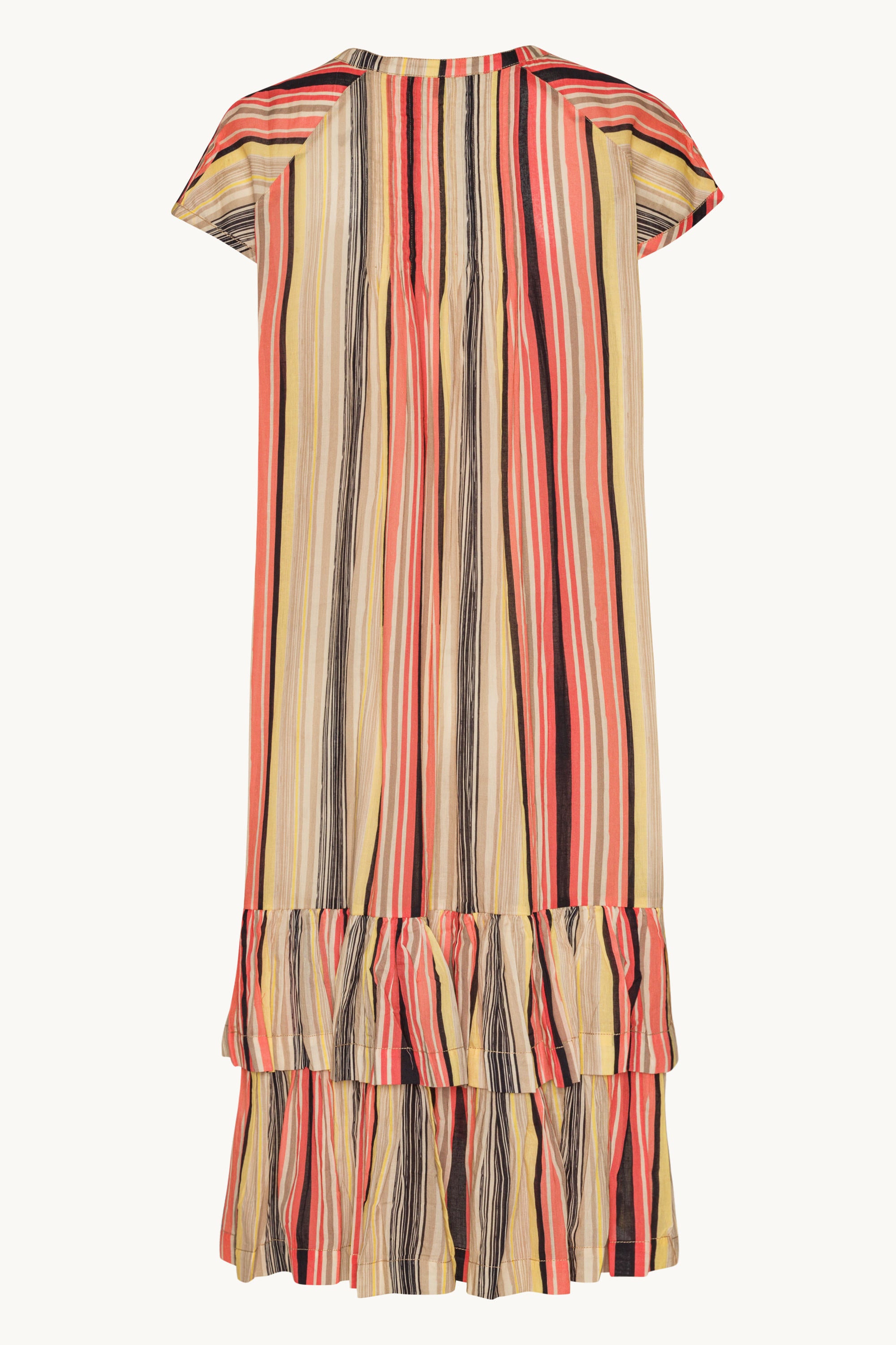 Short Sleeve Long Dress Pintuck - Red Organic Stripe