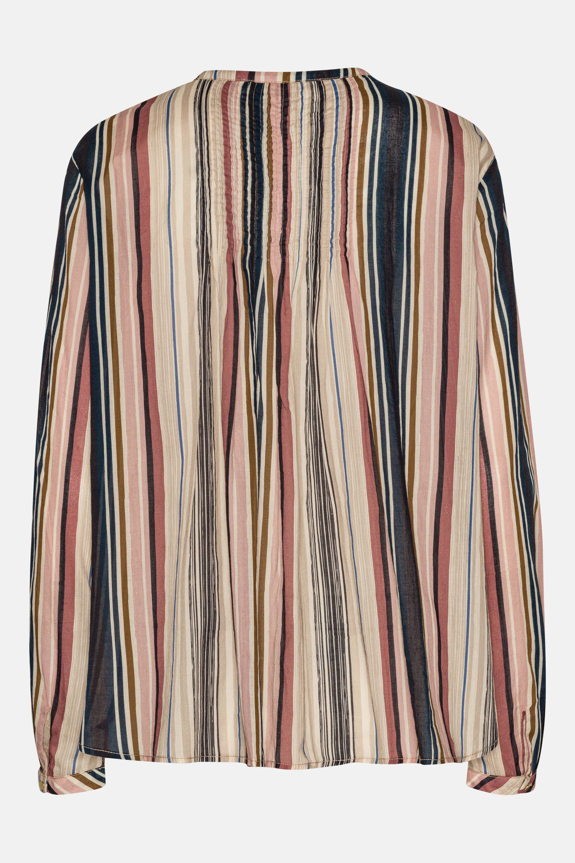 Long Sleeved Shirt Pintuck - Beige Organic Stripe