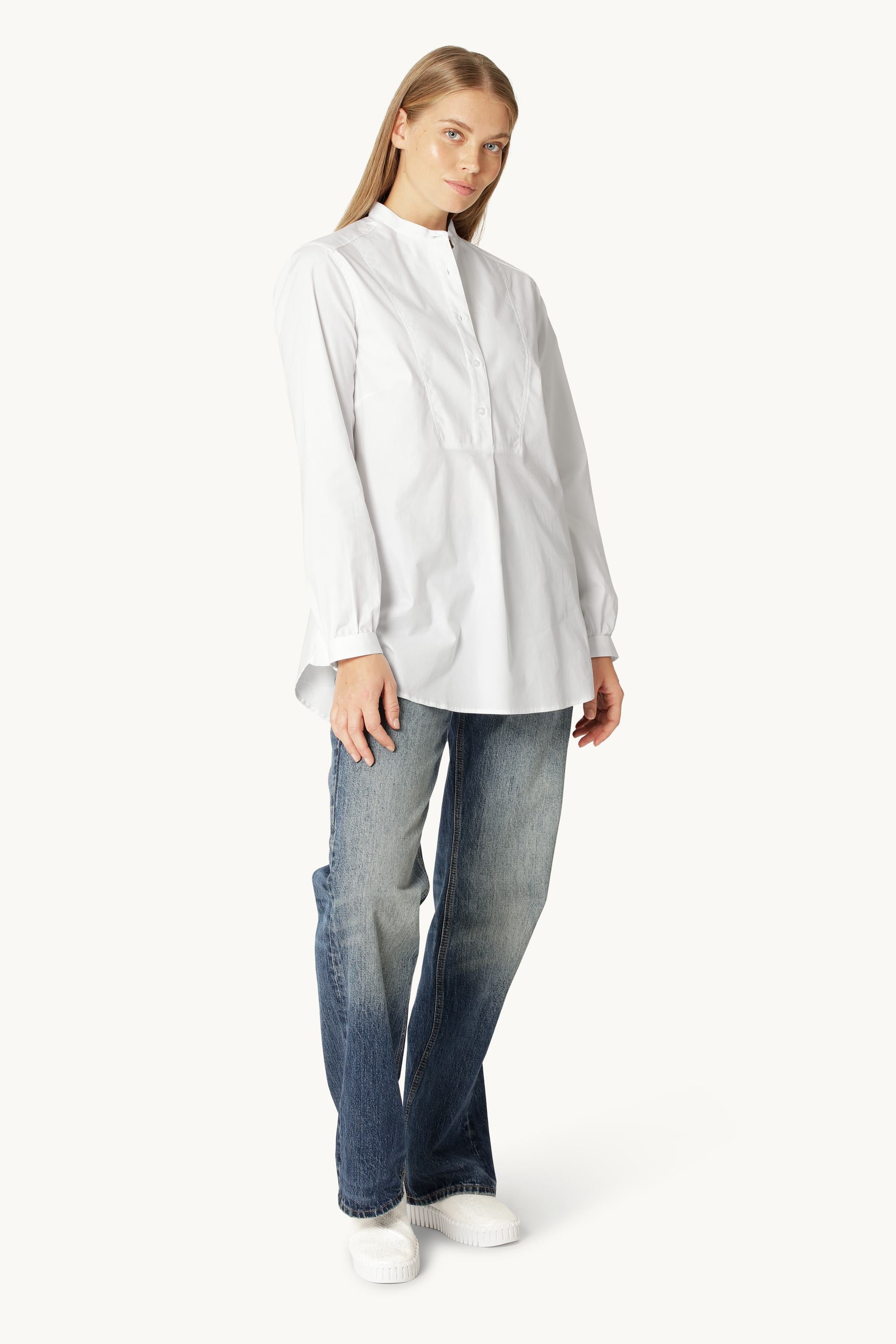 Classic Shirt Long Back - White