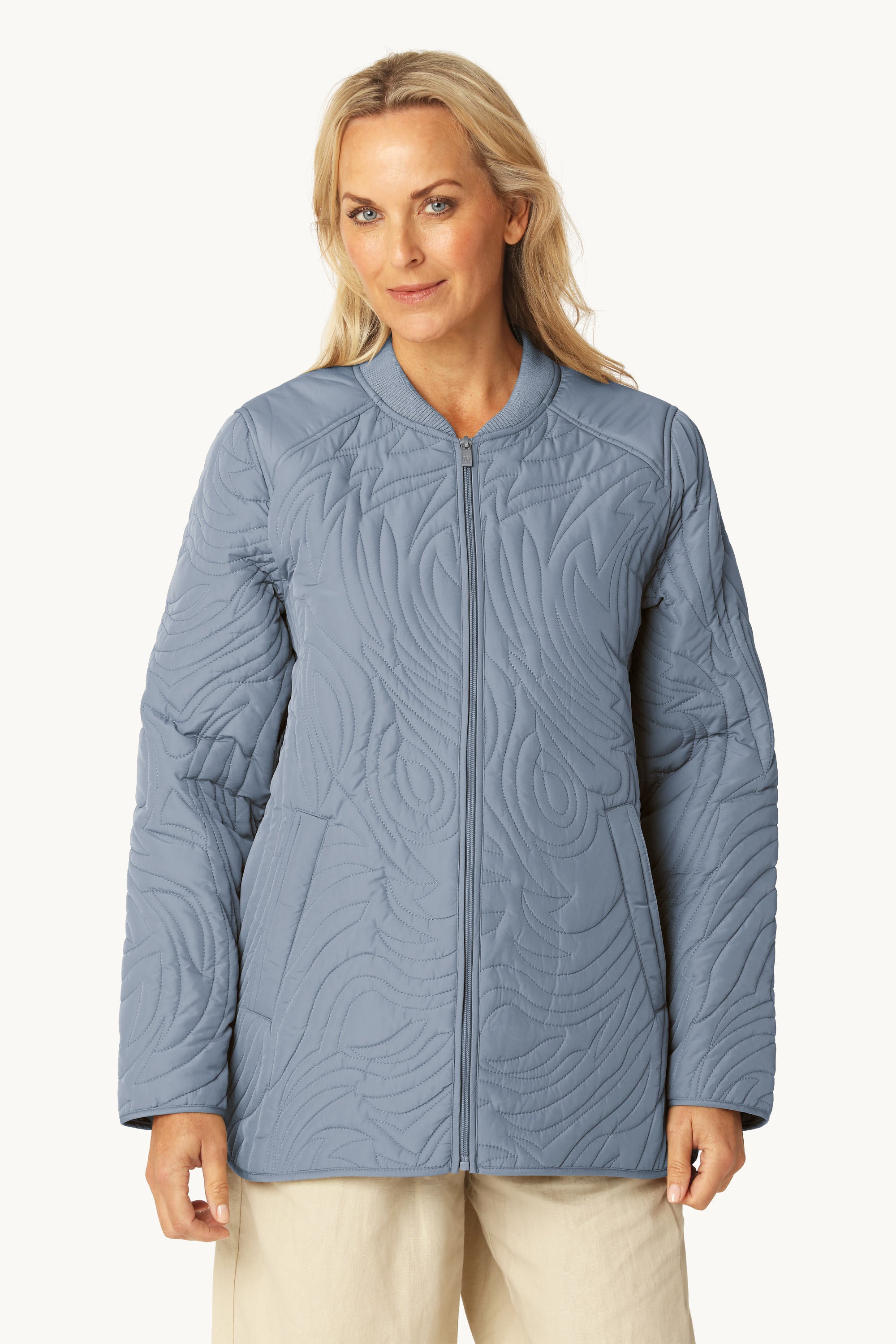 Short Quilt Jacket - Grey Blue
