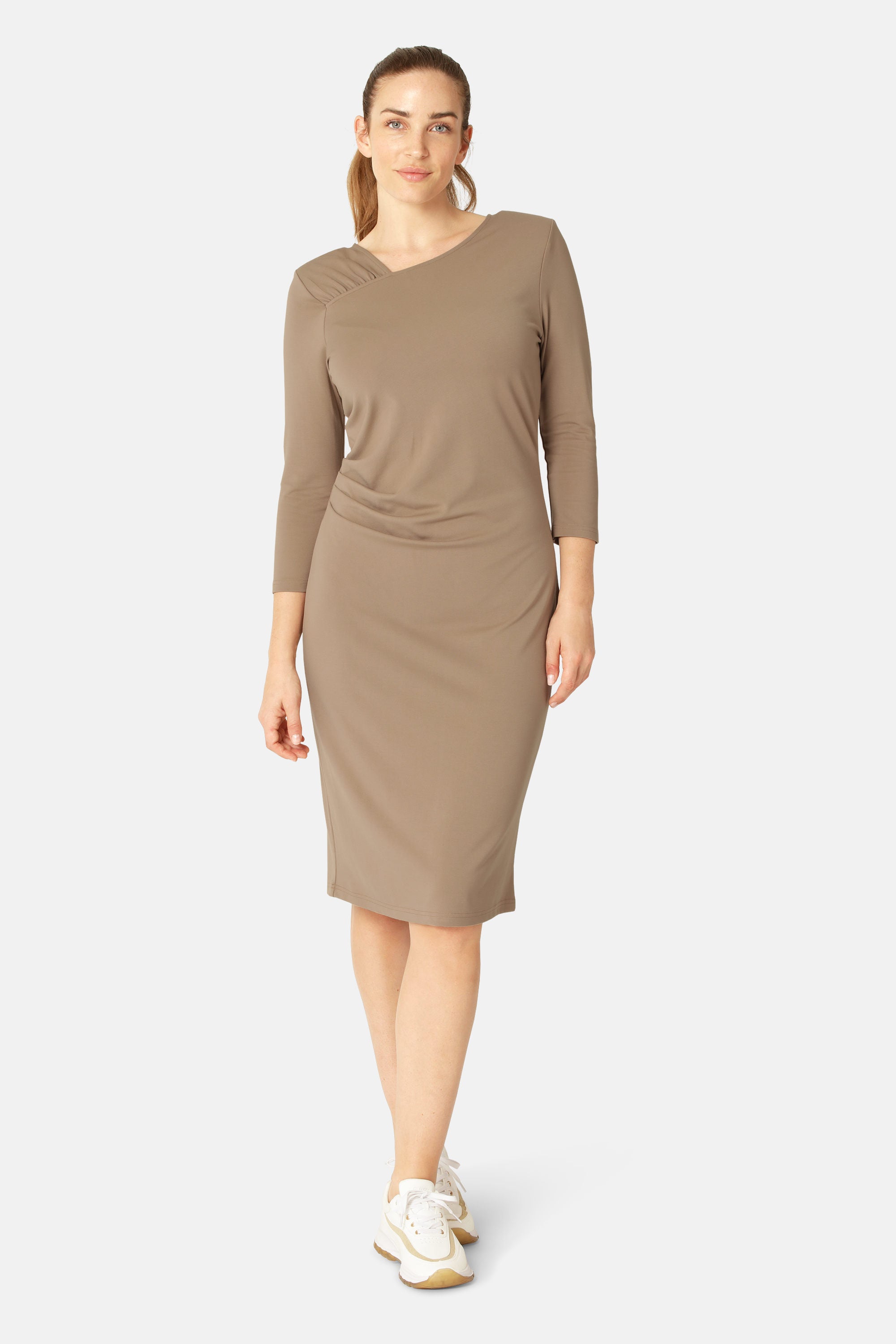 Dress With Pleats - Greige