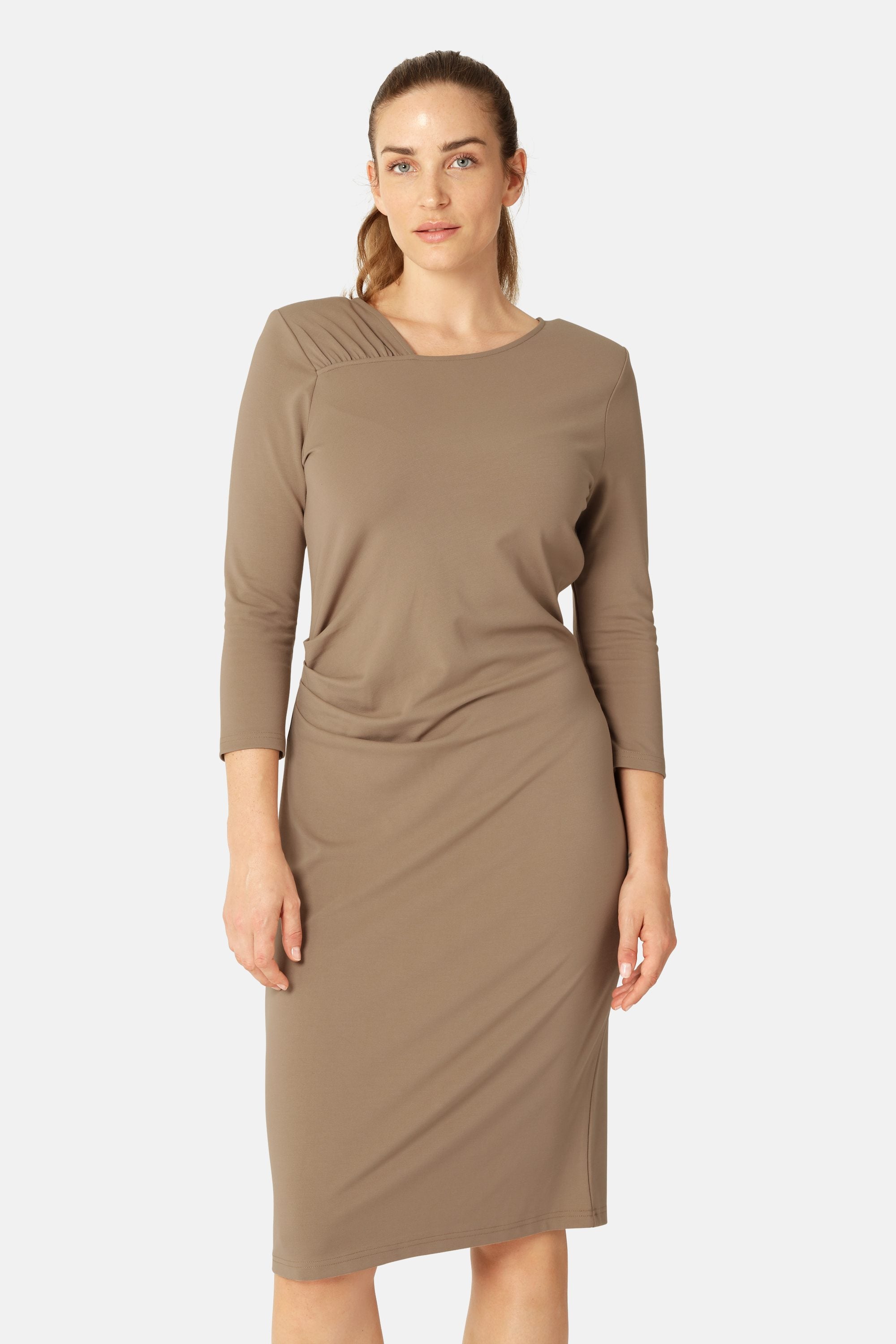 Dress With Pleats - Greige