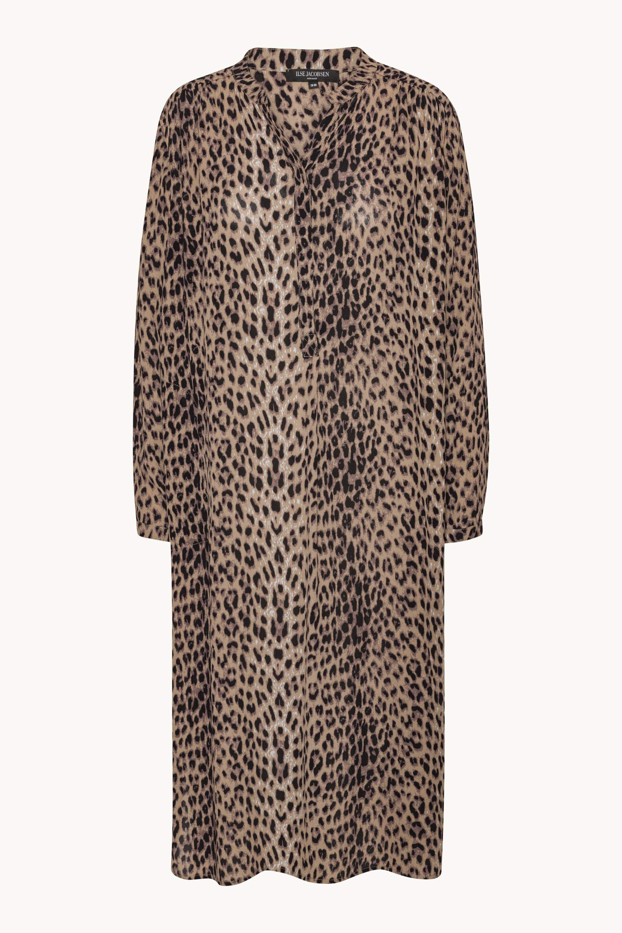 Tunic Dress With Half Placket - Brown Panthera Print
