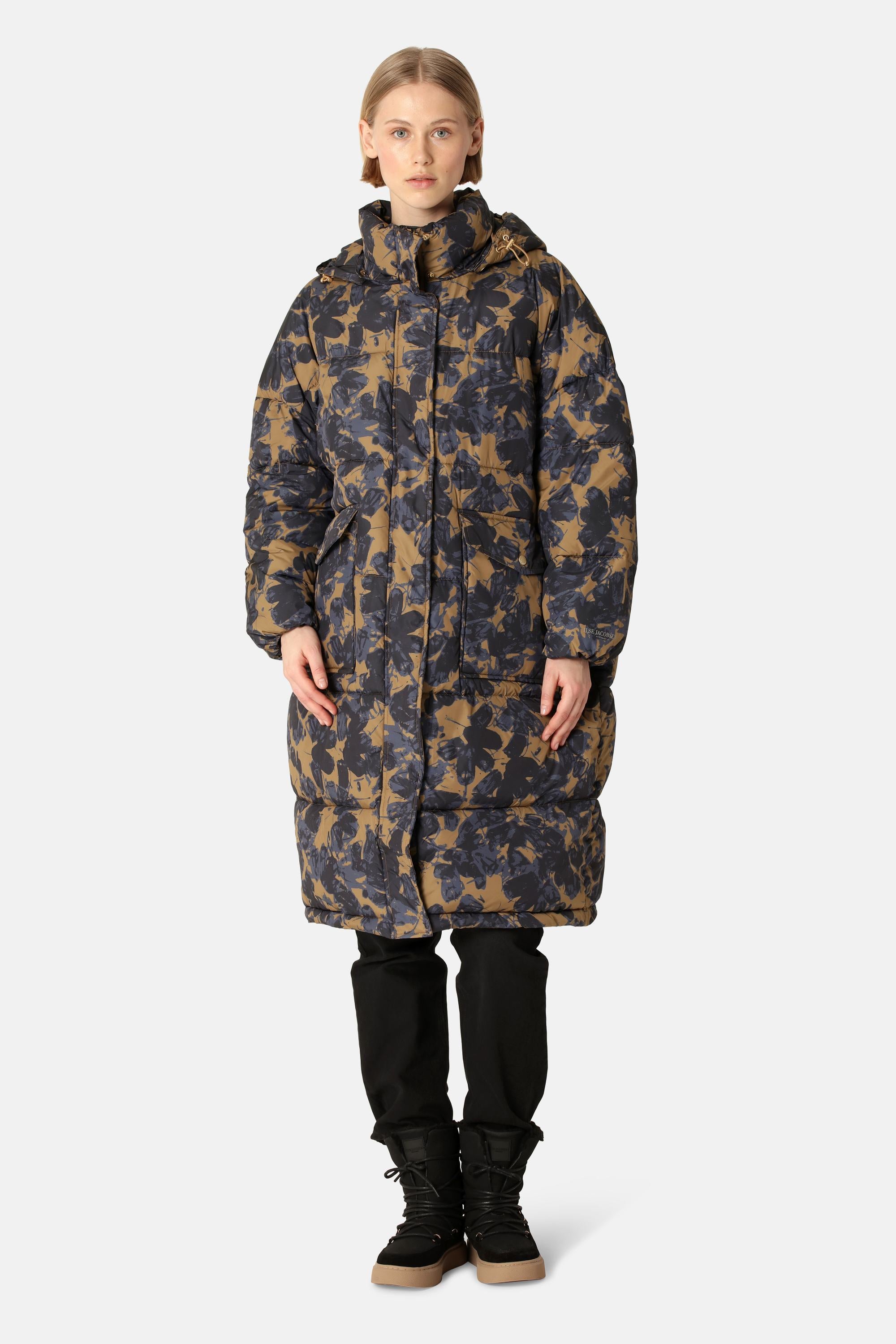 Long Padded Coat - Beige Butterfly