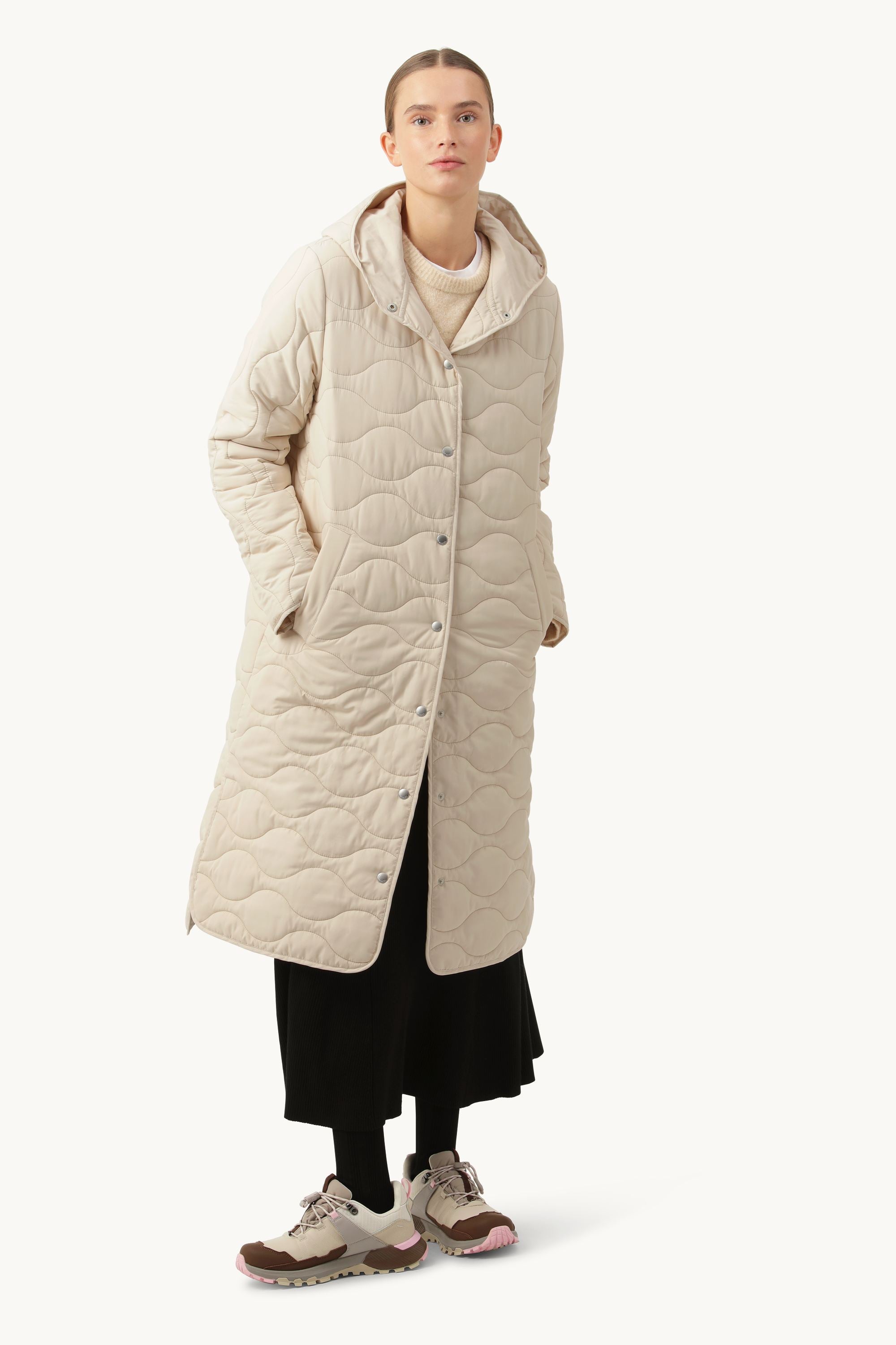 Long Quilt Coat - Light Sand