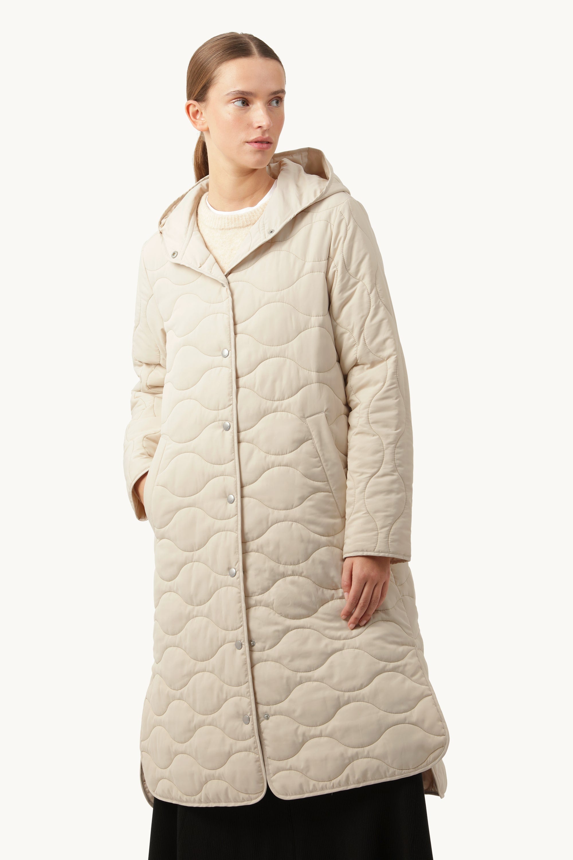 Long Quilt Coat - Light Sand