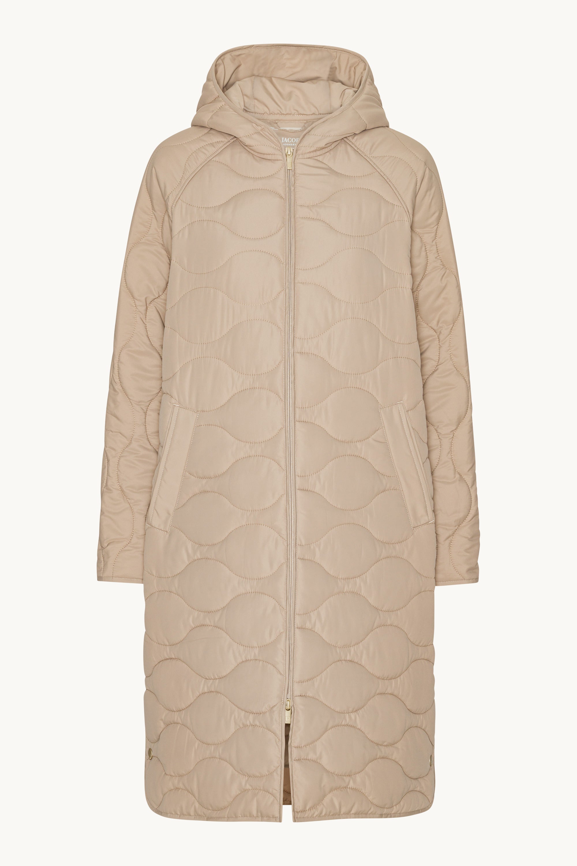 Long Quilt Jacket with Hood - Wheat