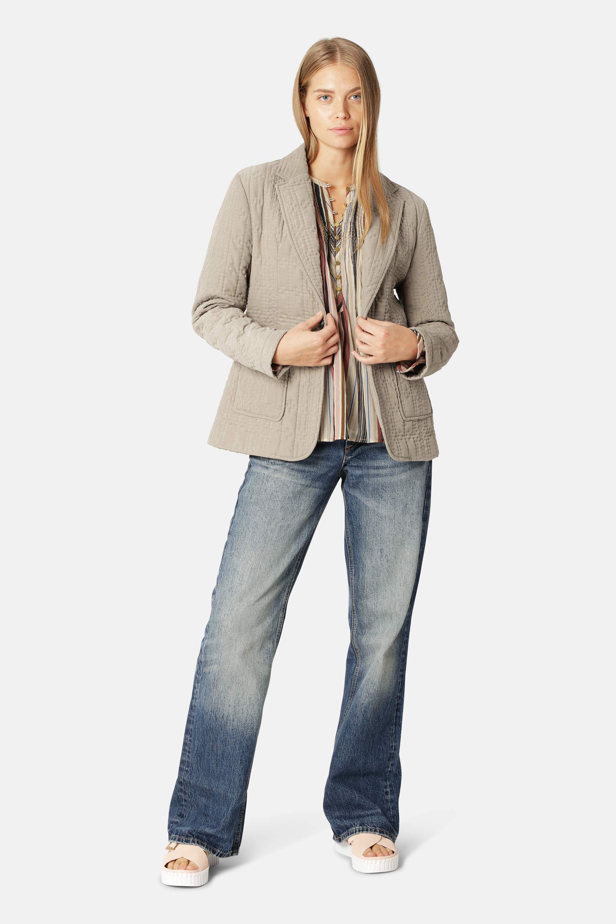 Quilt Blazer - Greige