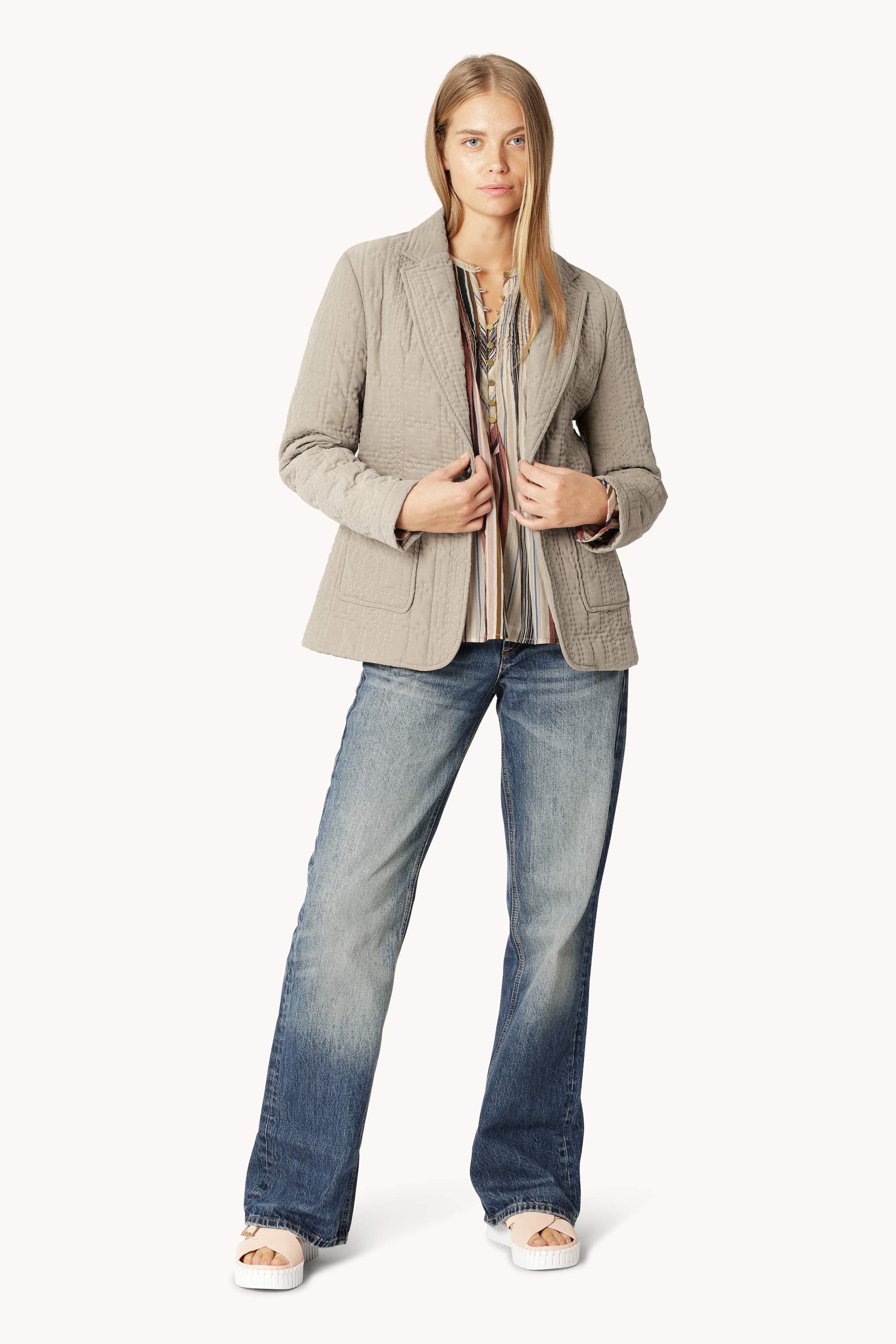 Quilt Blazer - Greige