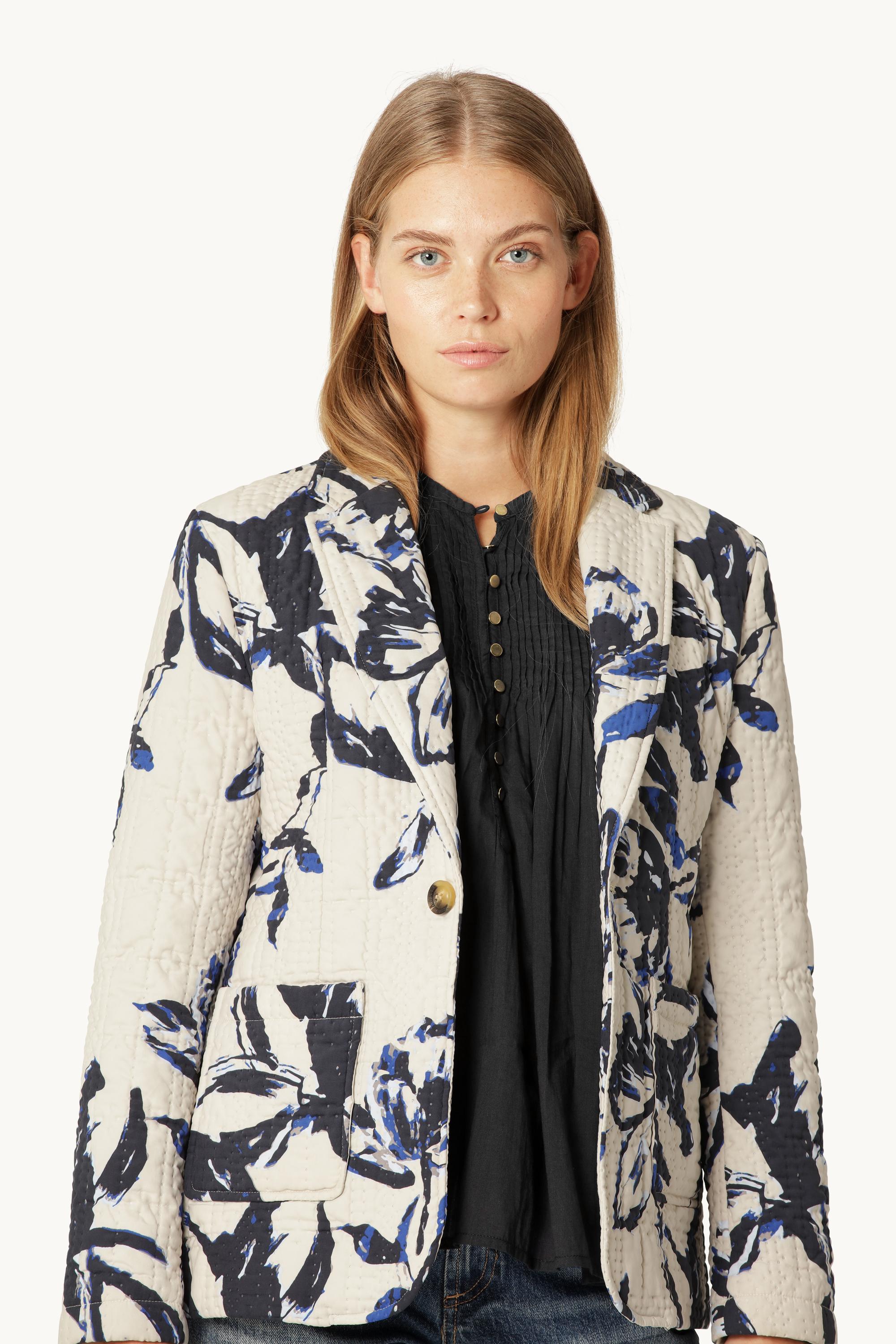 Quilt Blazer - Beige Artsy Stroke Flower