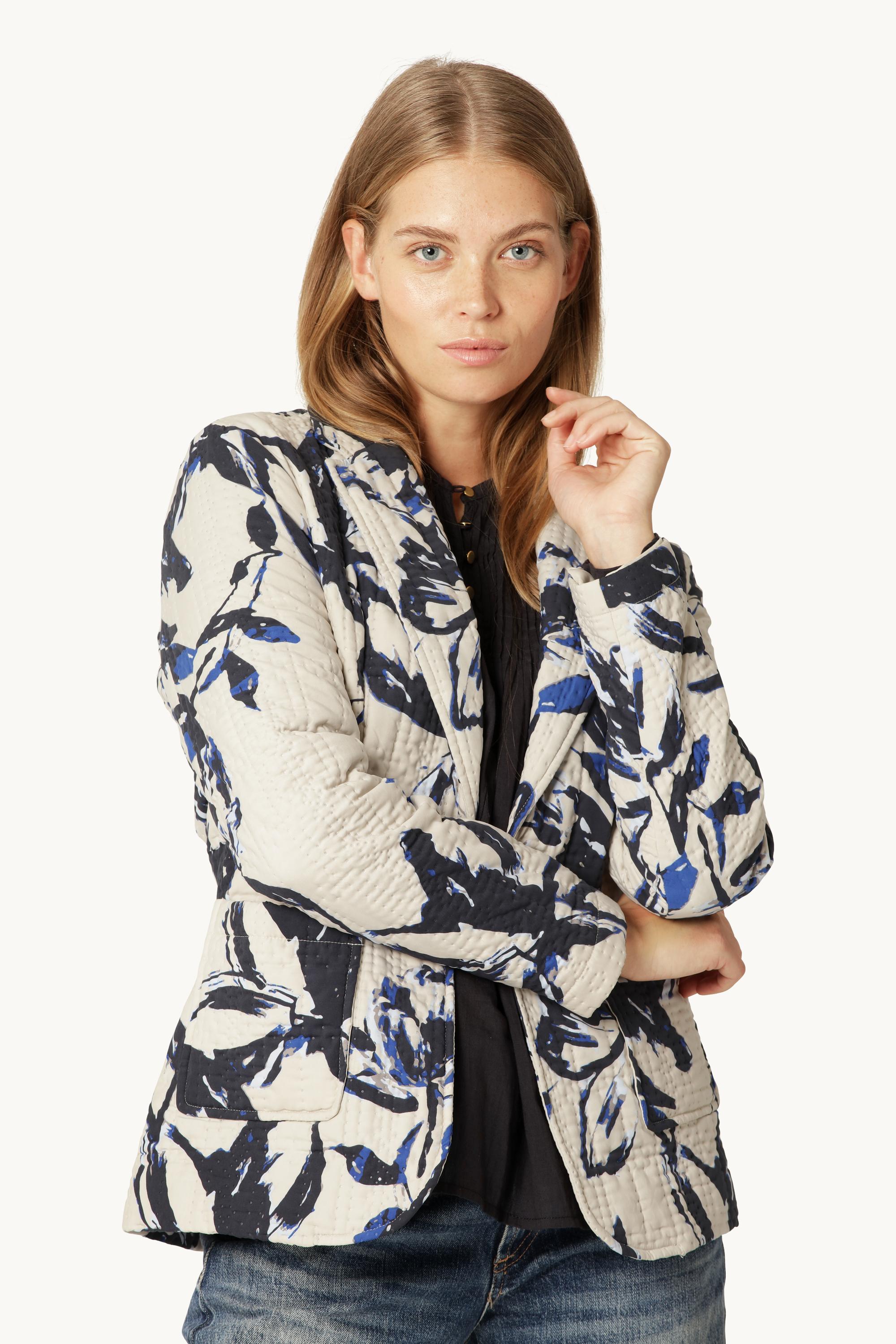Quilt Blazer - Beige Artsy Stroke Flower