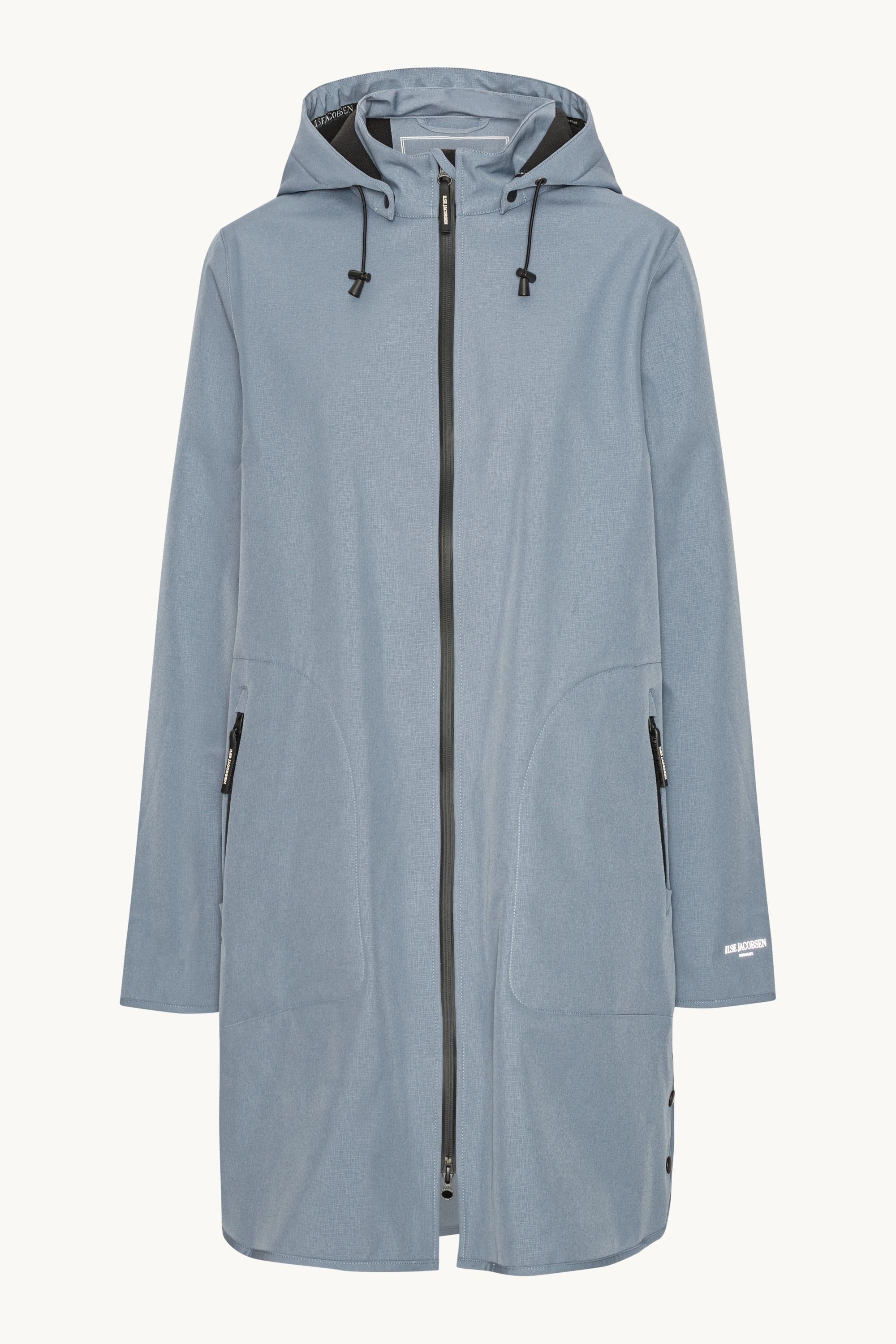 ILSE JACOBSEN 青 レインコート 34 新品未使用 Softshell Raincoat A-line - Grey Blue
