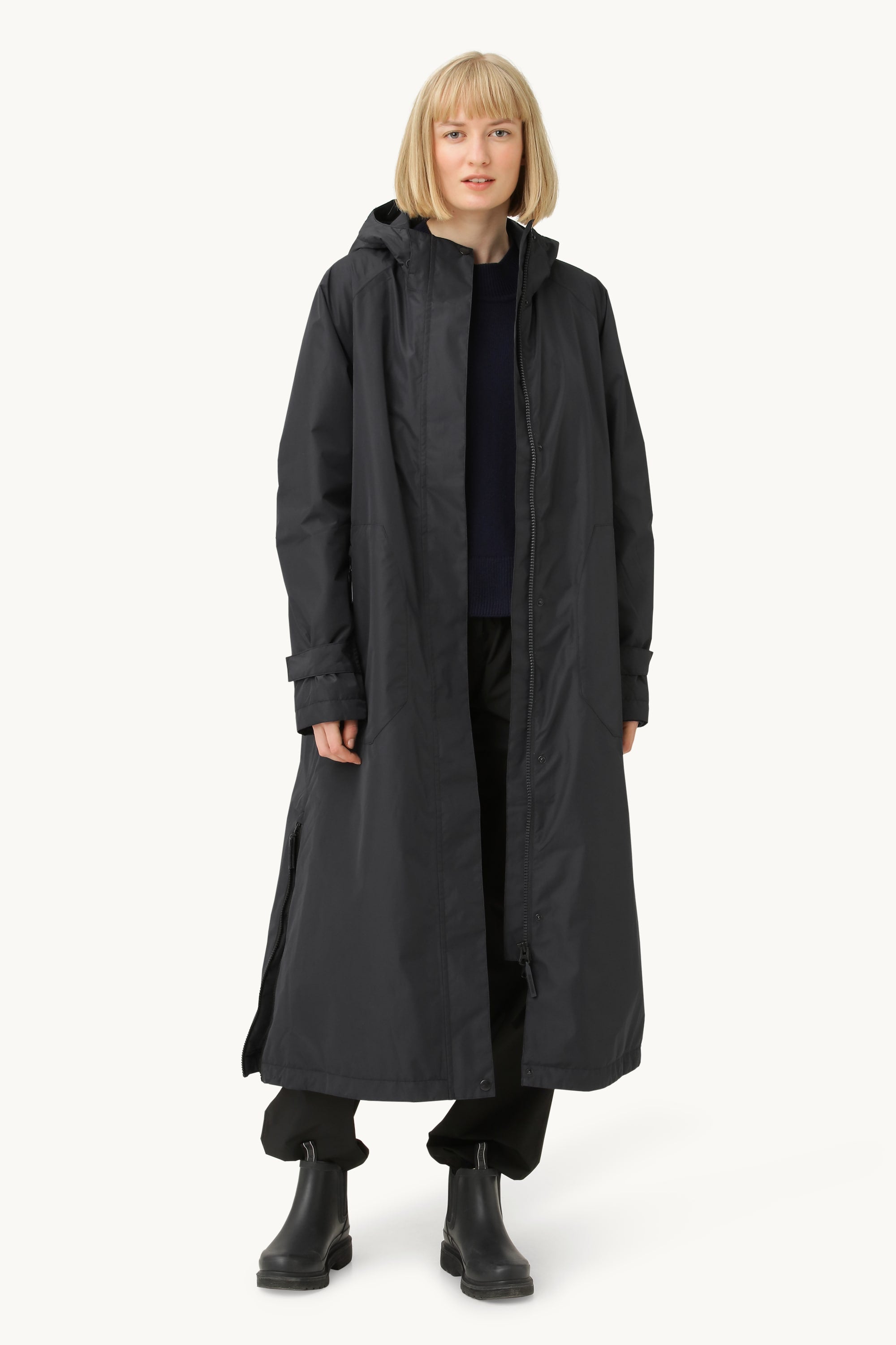 Eco Finished Long Raincoat - Dark Indigo