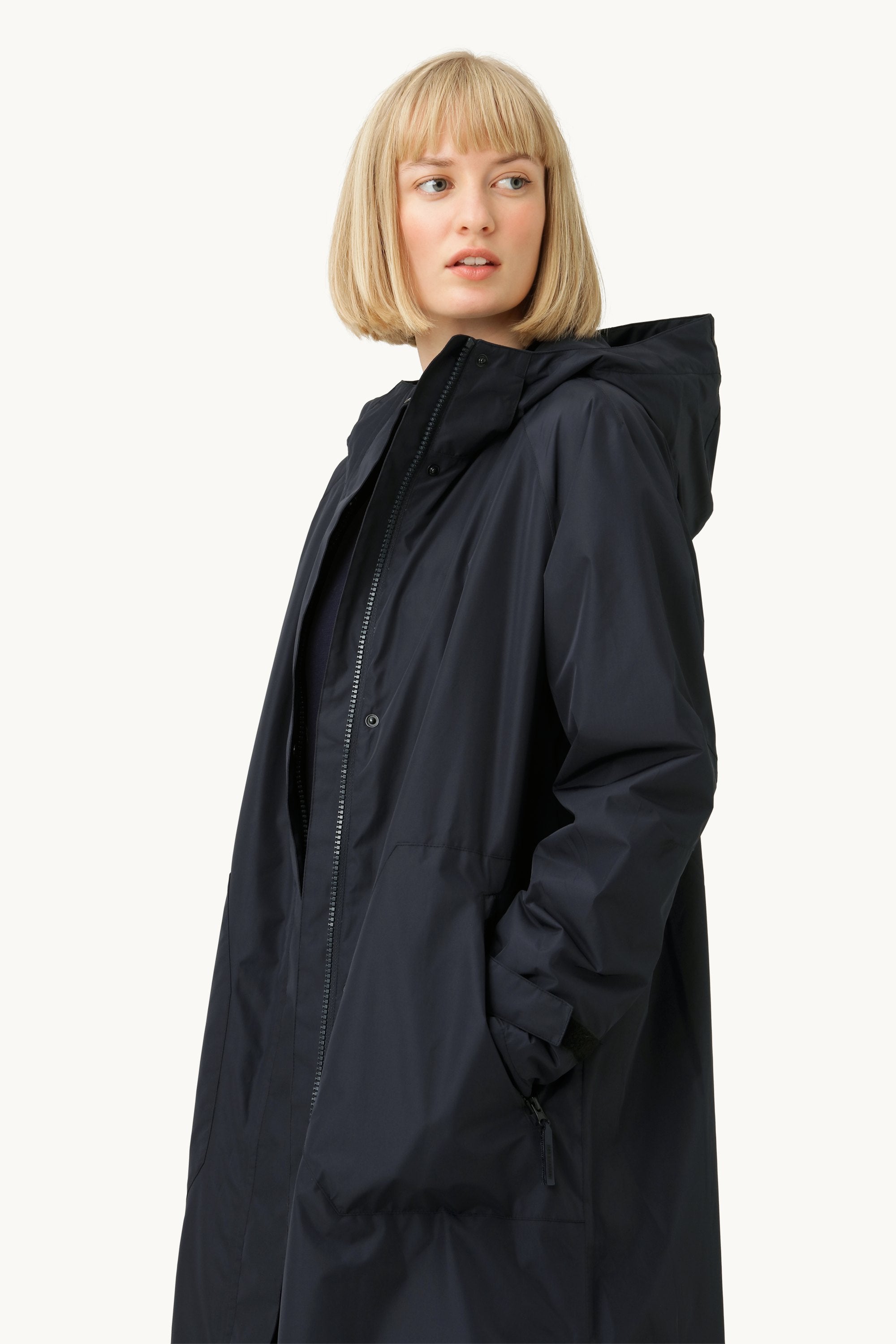 Eco Finished Long Raincoat - Dark Indigo