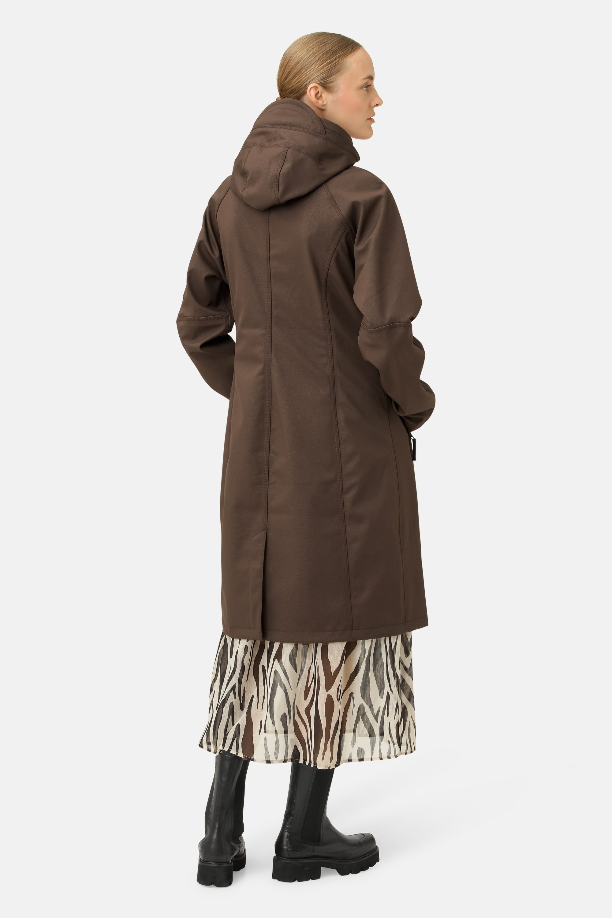 Long Softshell Raincoat - Chocolate Brown