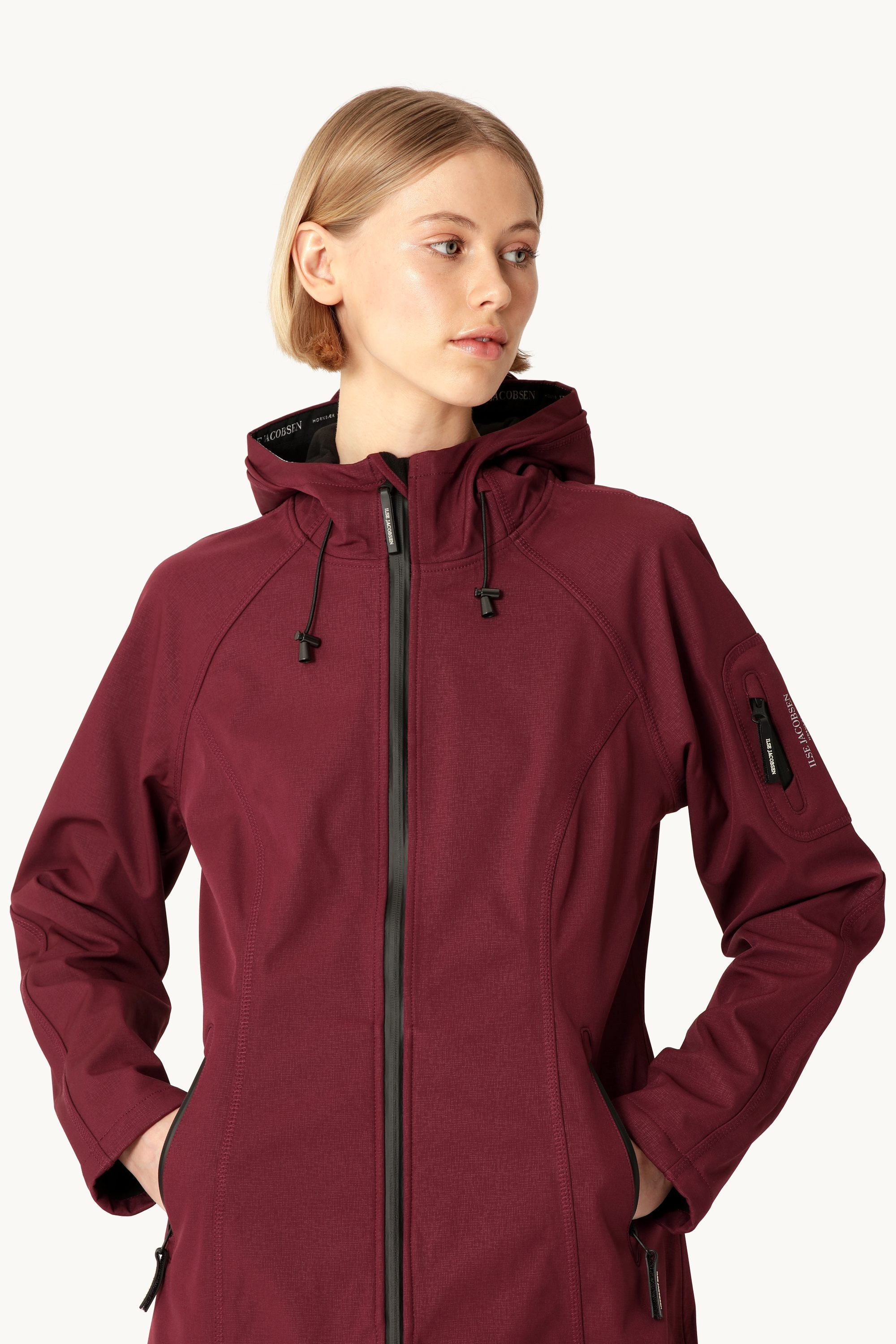 Long Softshell Raincoat - Maroon Banner