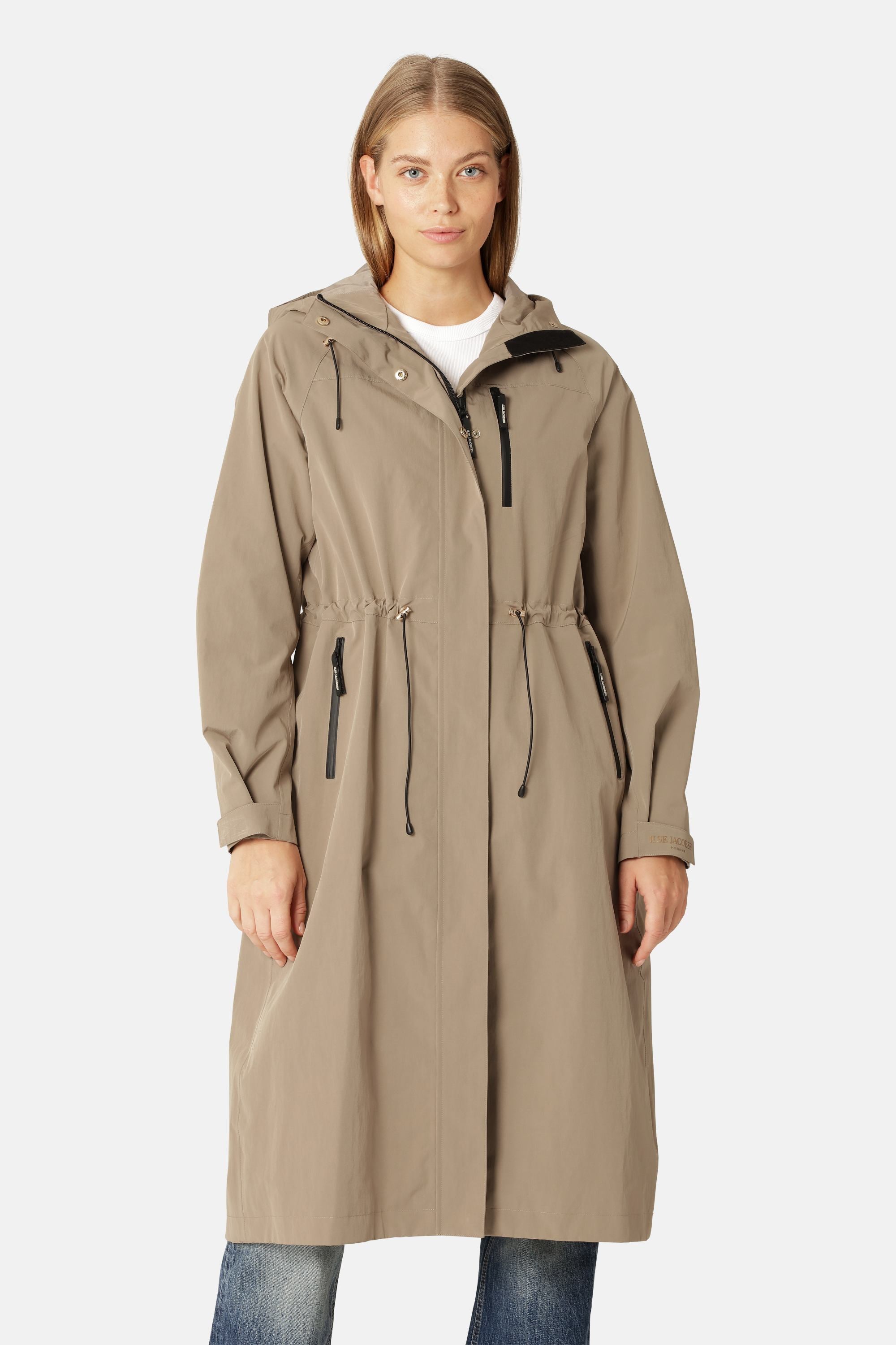 Technical Long Raincoat - Greige