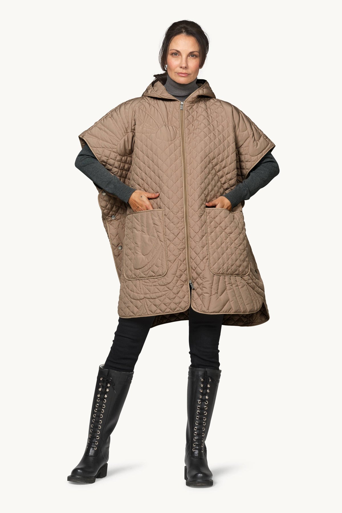 Quilted Poncho - Sepia Tint
