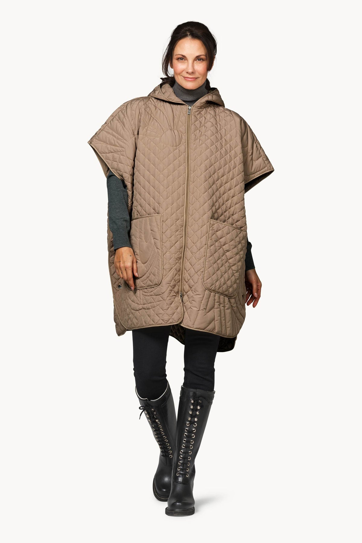 Quilted Poncho - Sepia Tint