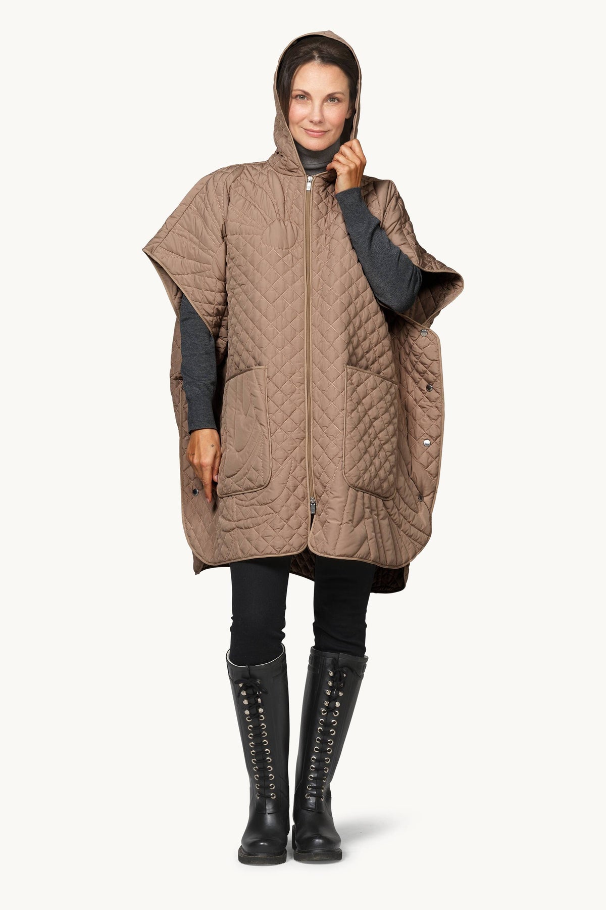 Quilted Poncho - Sepia Tint