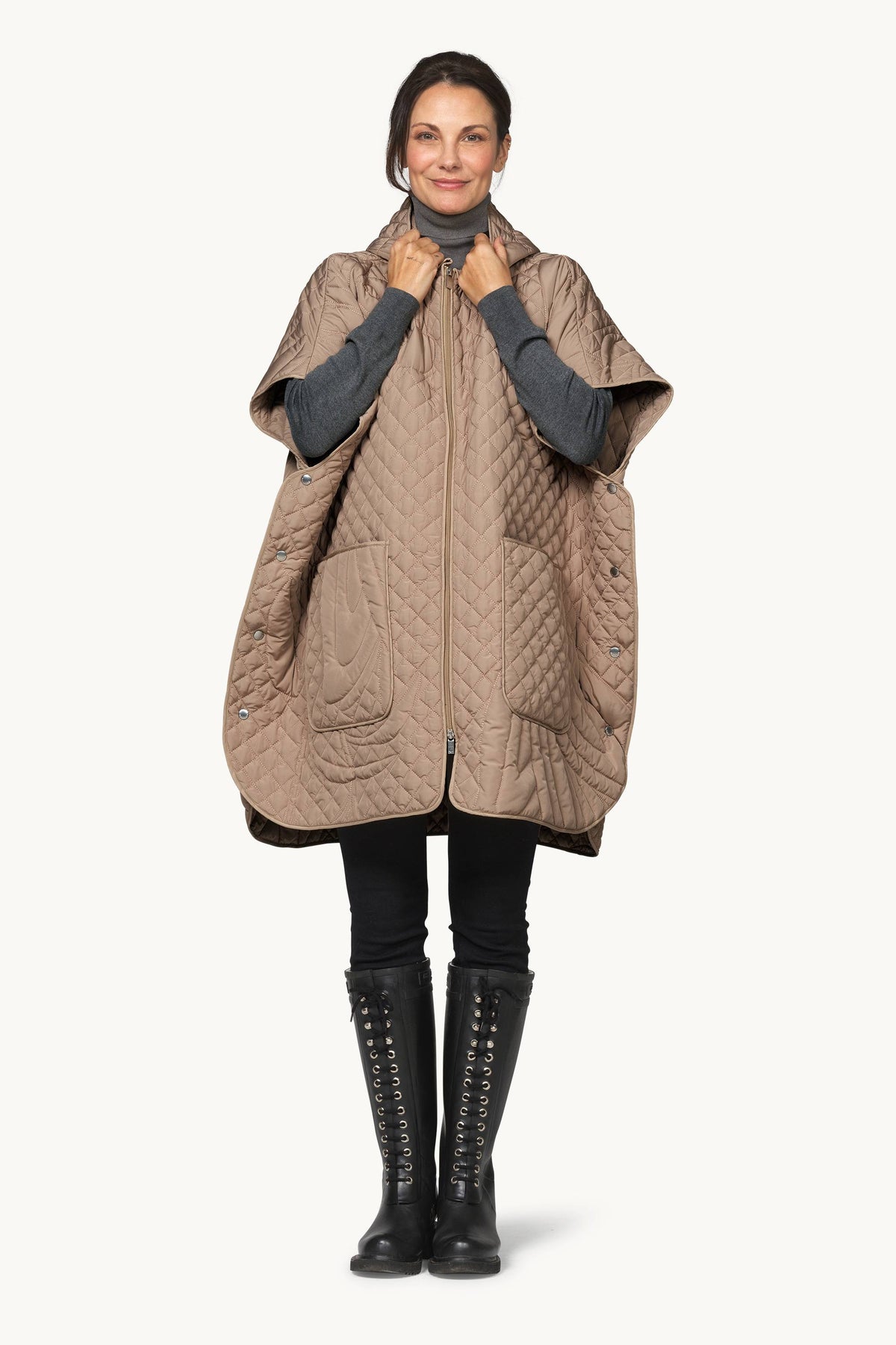 Quilted Poncho - Sepia Tint