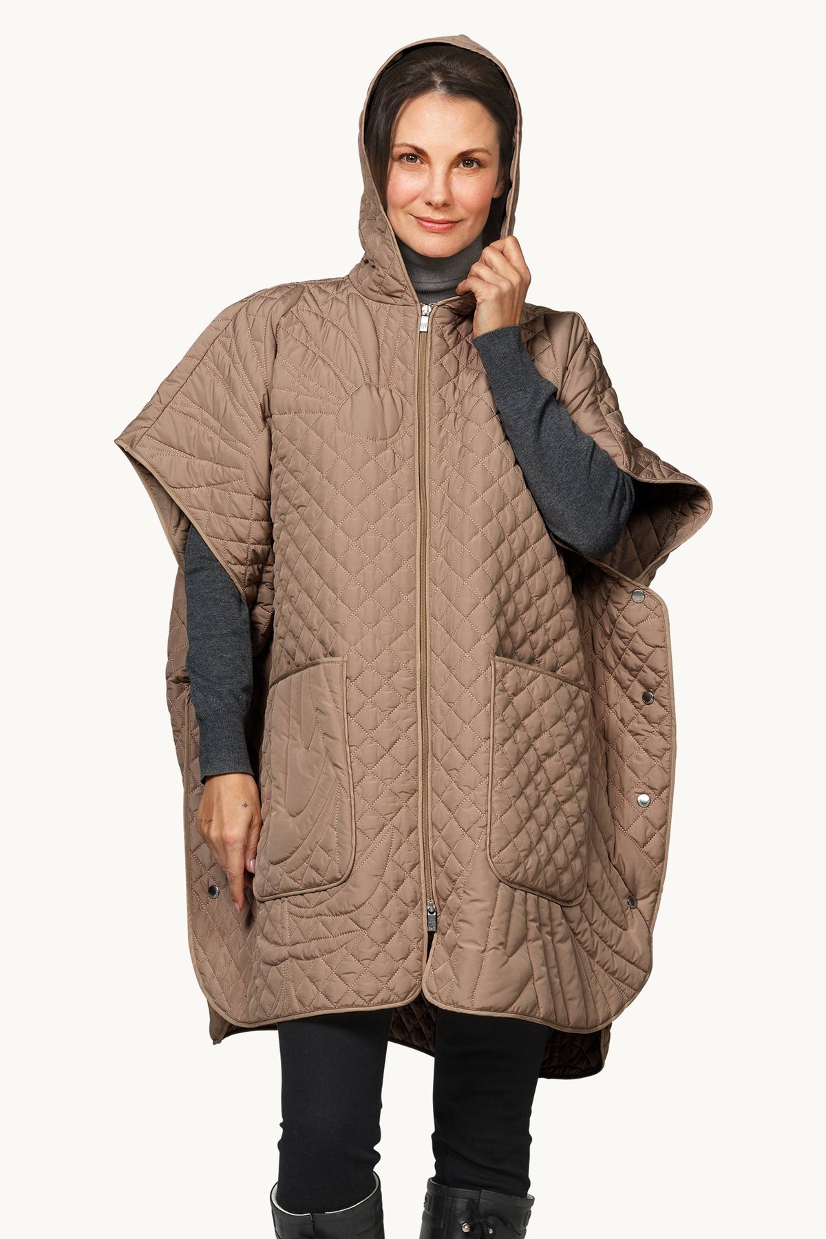 Quilted Poncho - Sepia Tint