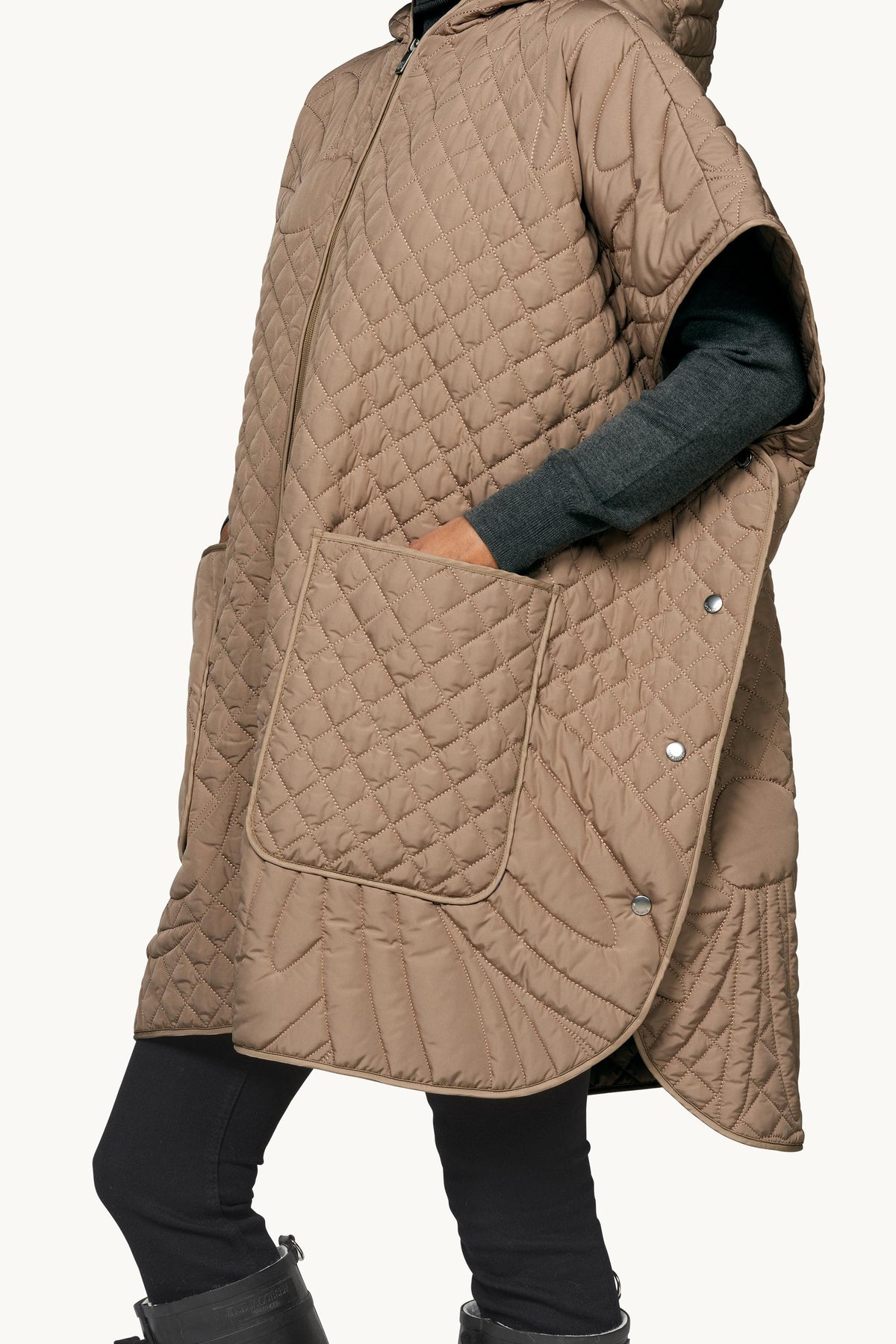 Quilted Poncho - Sepia Tint