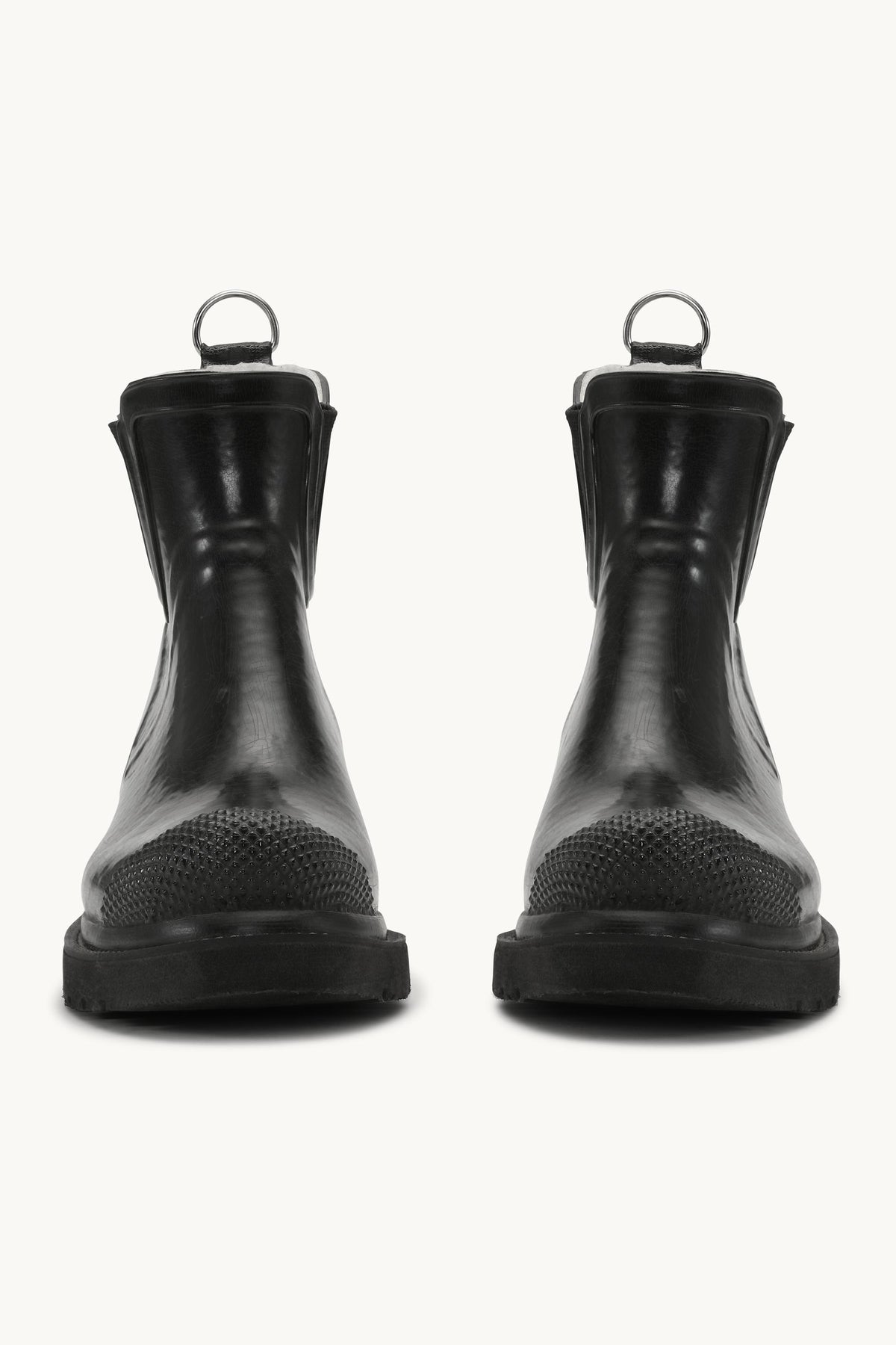 Short Rubber Boots With High Heel - Black