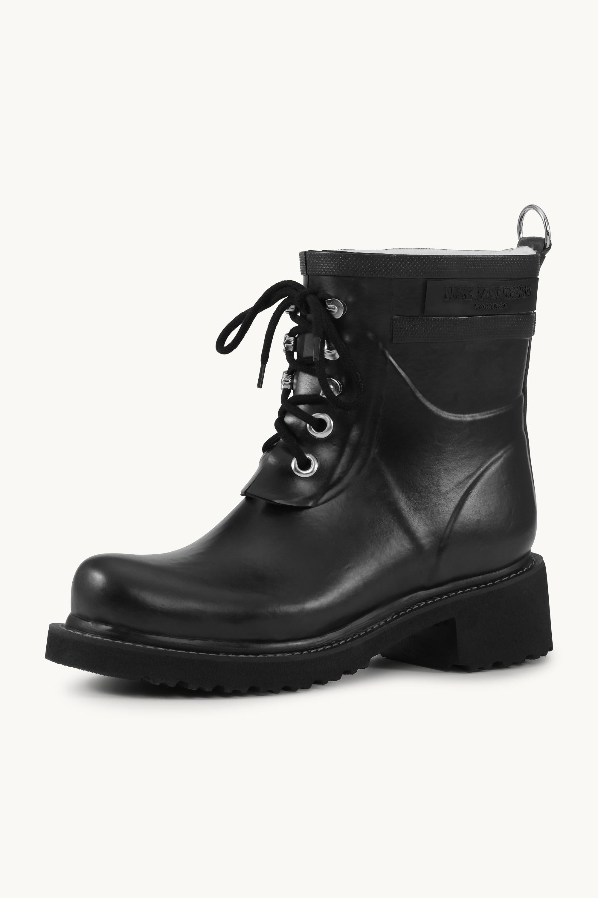 ILSE JACOBSEN レインブーツ レースアップ ブラック ２４cm Short Rubber Boots - Black Black