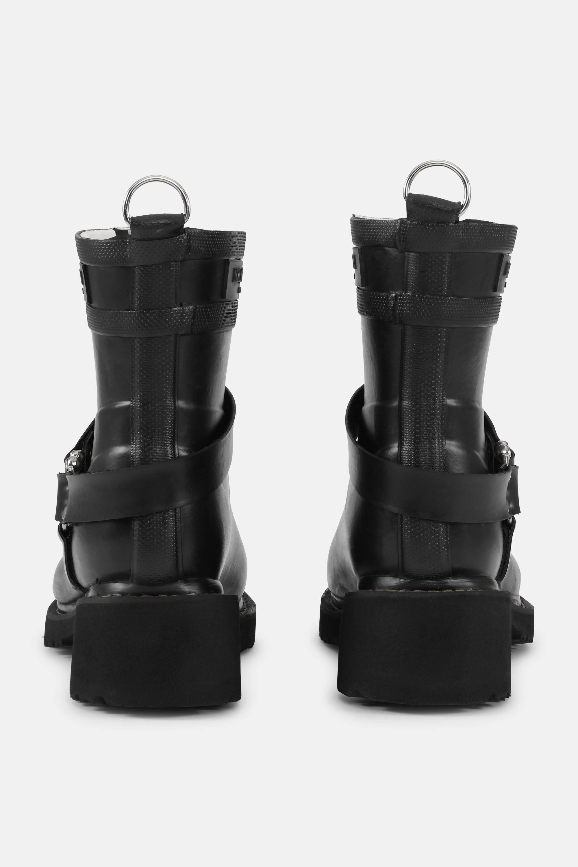 Short Biker Rubber Boots - Black Black